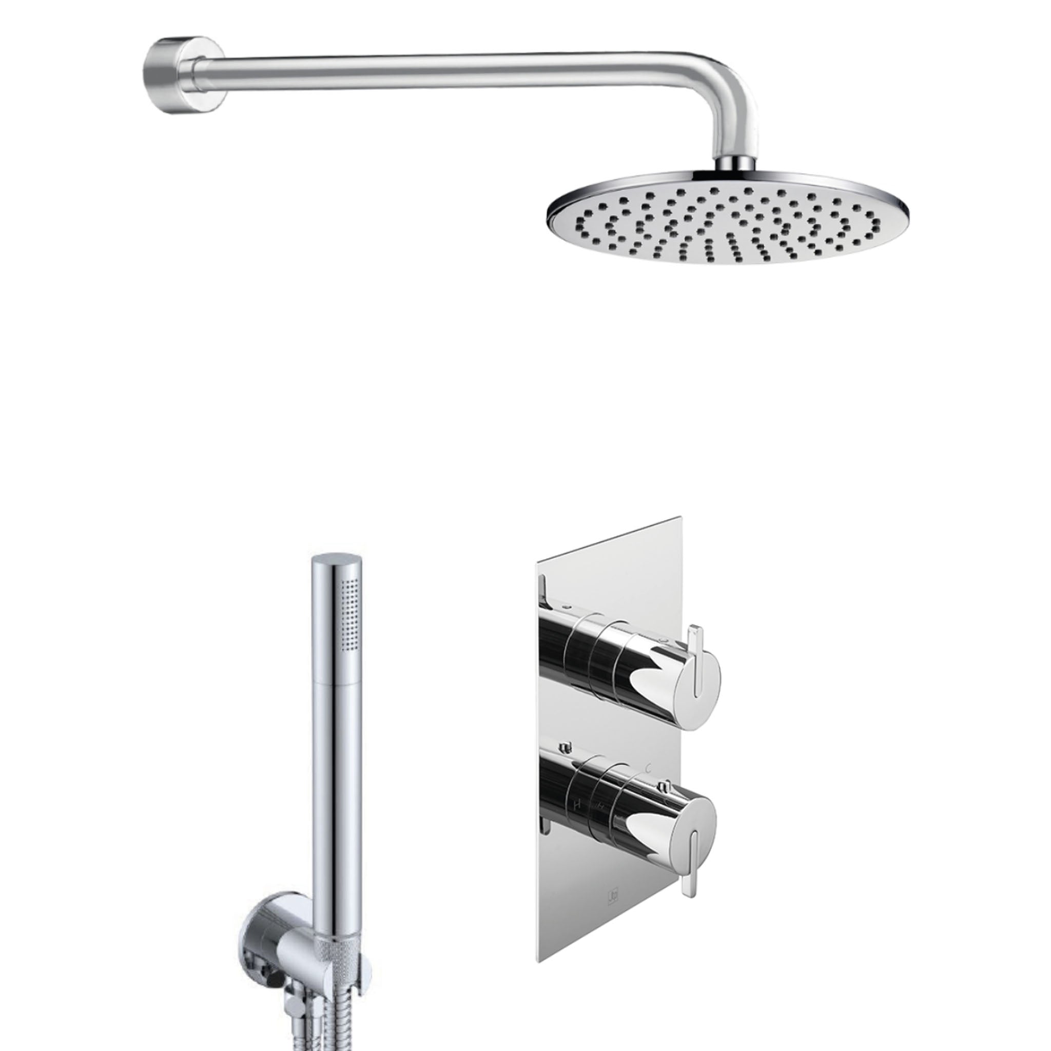 JTP Kio Thermostatic Shower Valve With Overhead Shower & Fixed Shower Hand Set