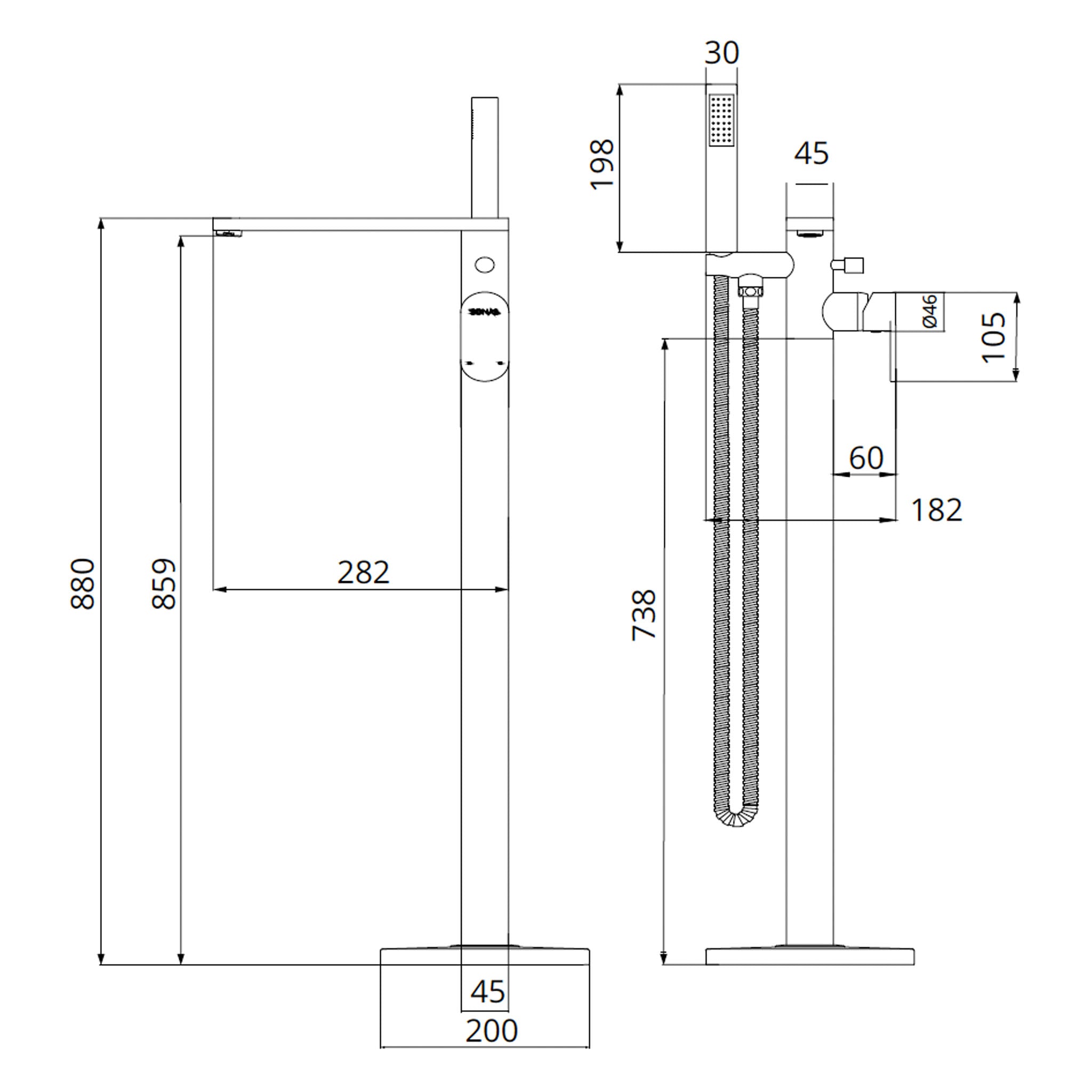 Sonas Norfolk Floorstanding Bath Shower Mixer Tap