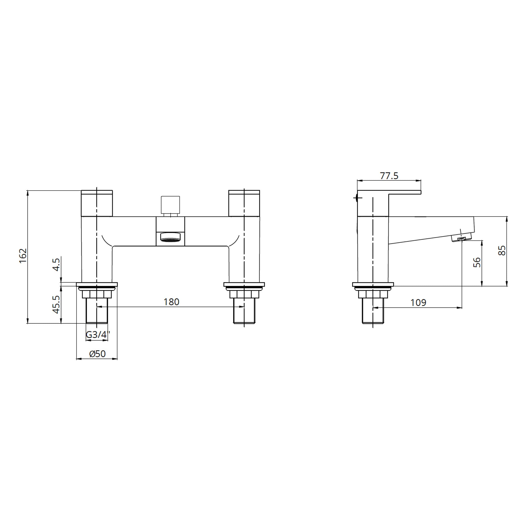 Sonas Norfolk Deck Mounted Bath Shower Mixer Tap