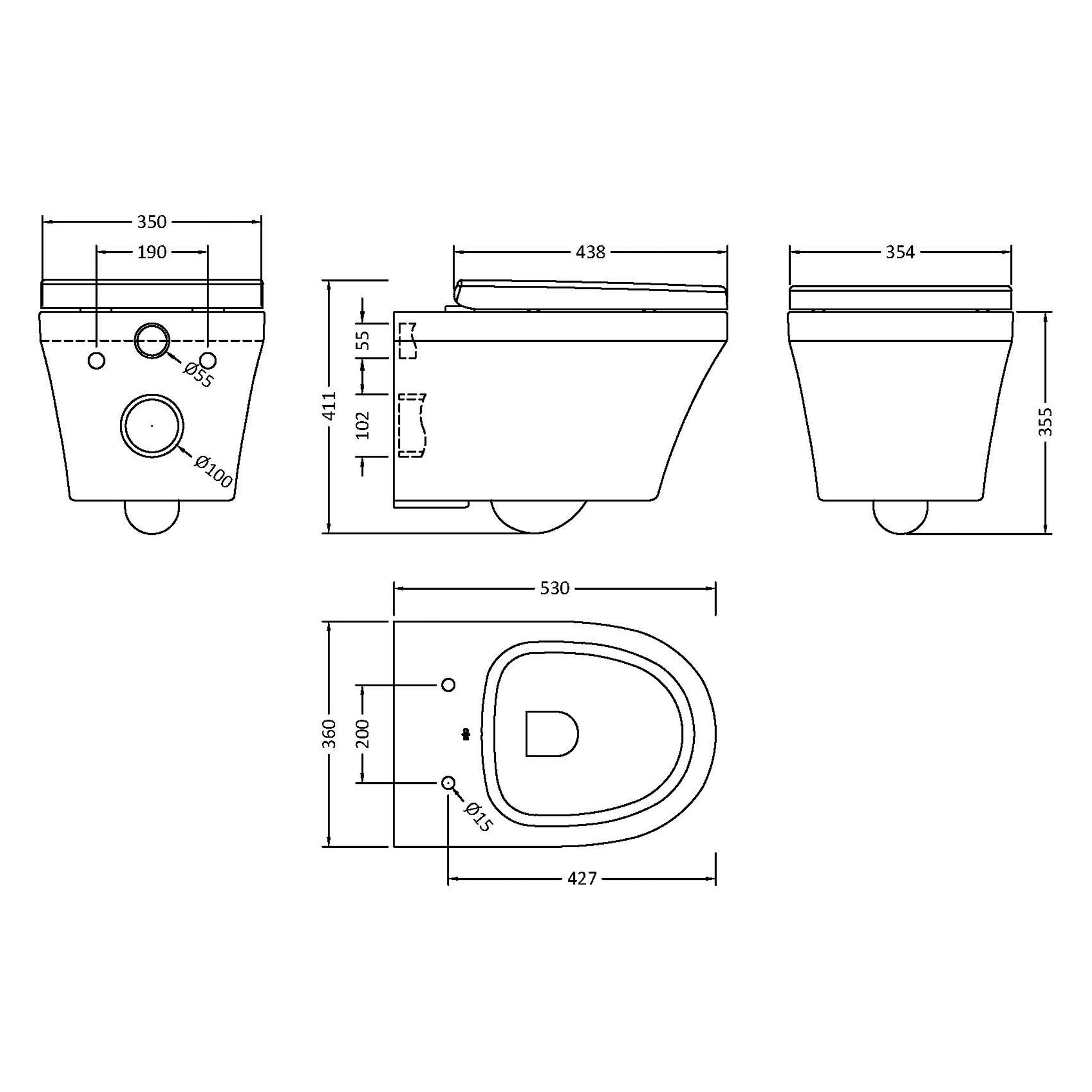 BC Designs Round Wall Hung WC Pan & Seat