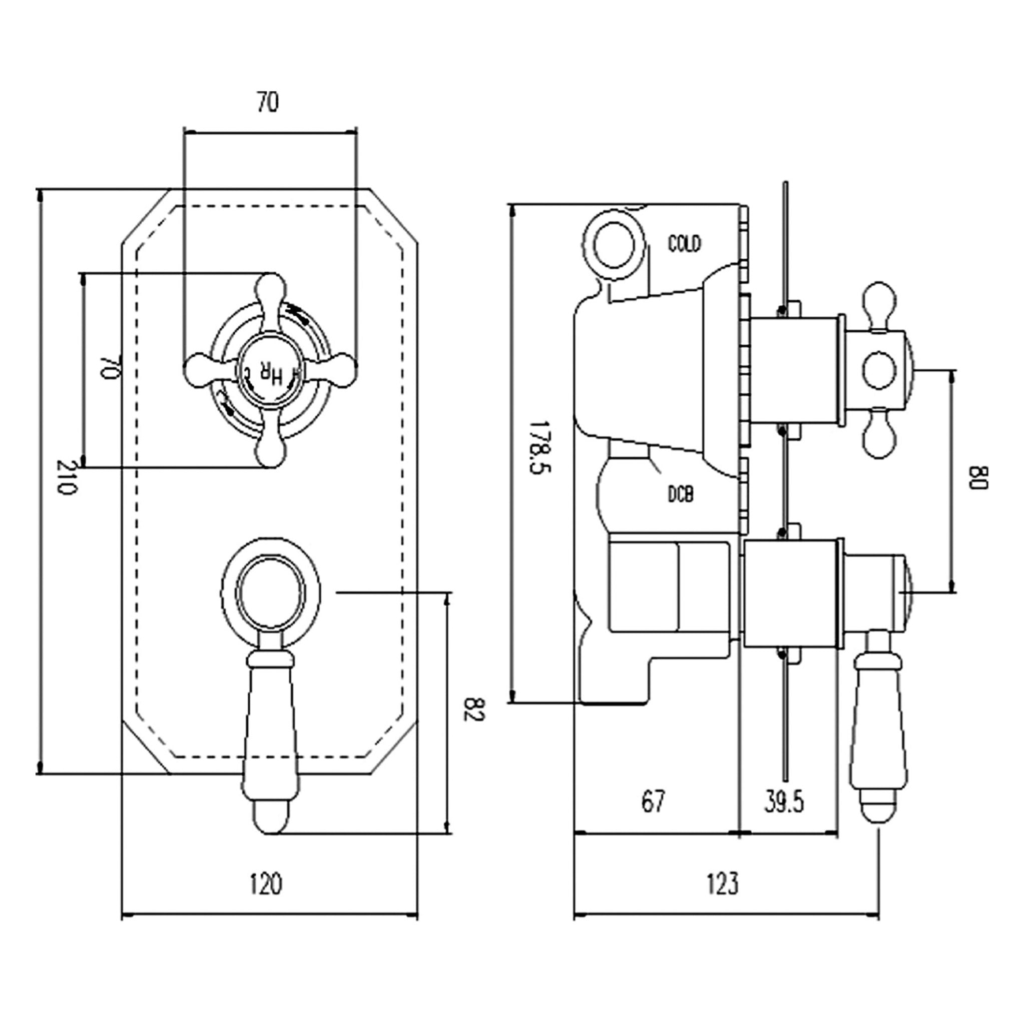 BC Designs Victrion Twin 1 Way Concealed Shower Valve