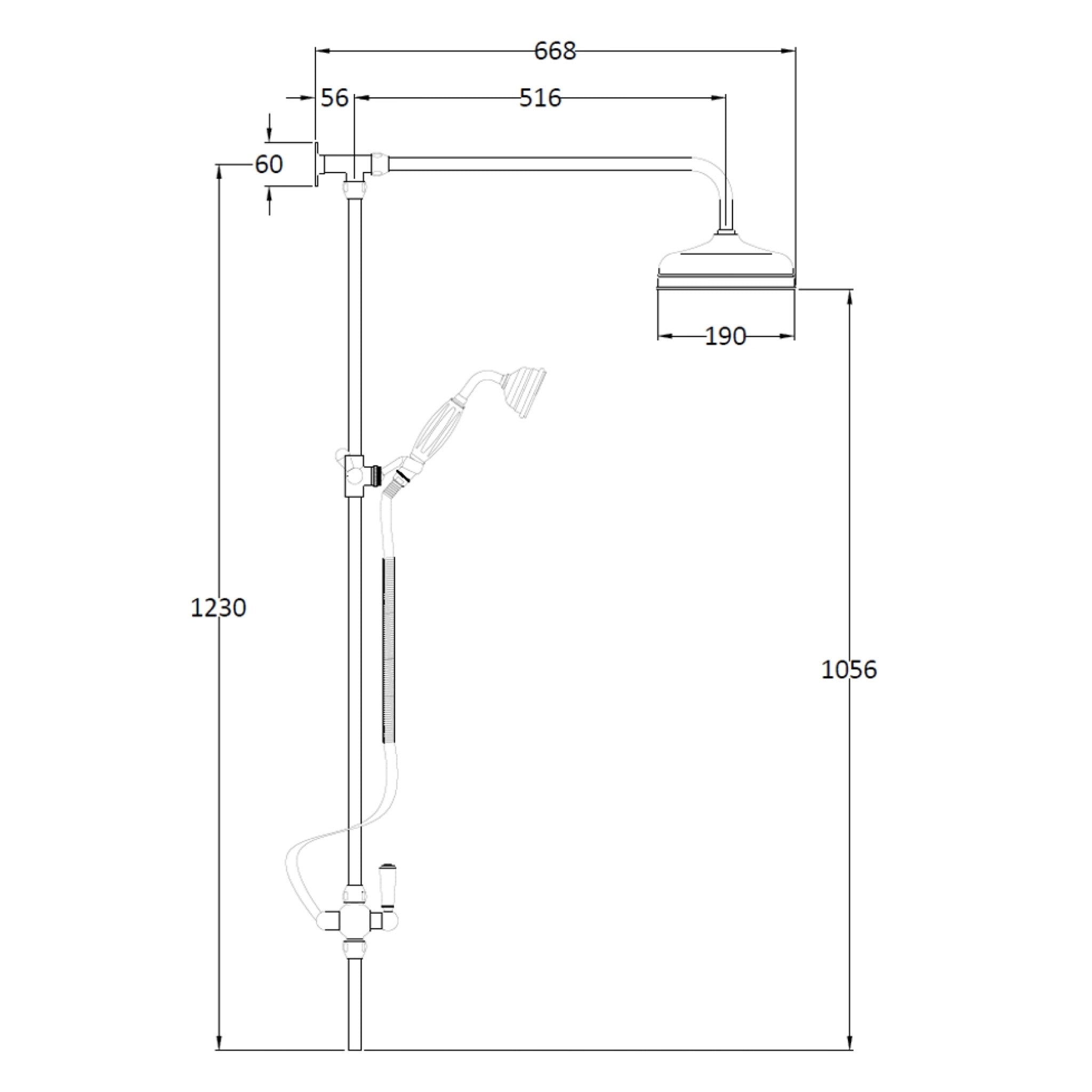 BC Designs Victrion Superbe Fixed Riser Kit With 8" Showerhead & Handset