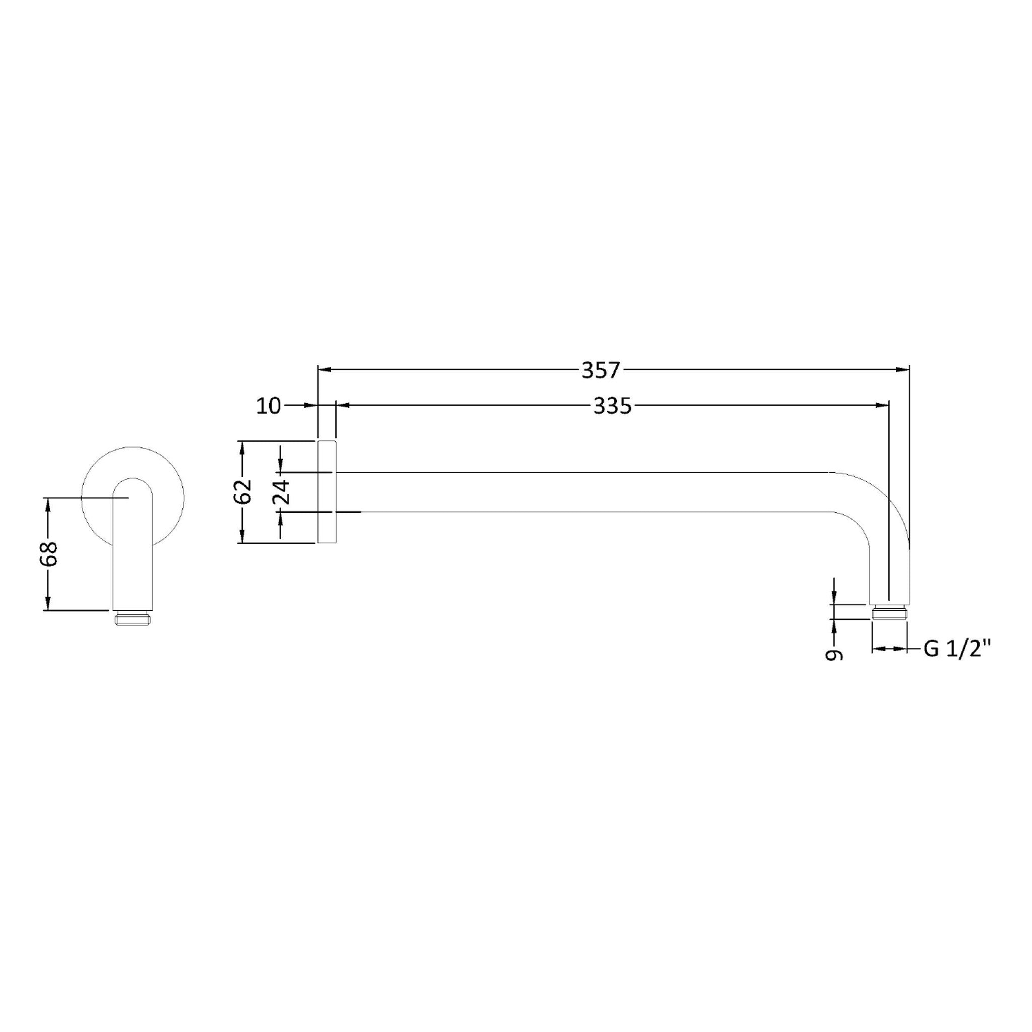 BC Designs Victrion Straight Wall Shower Arm 357mm