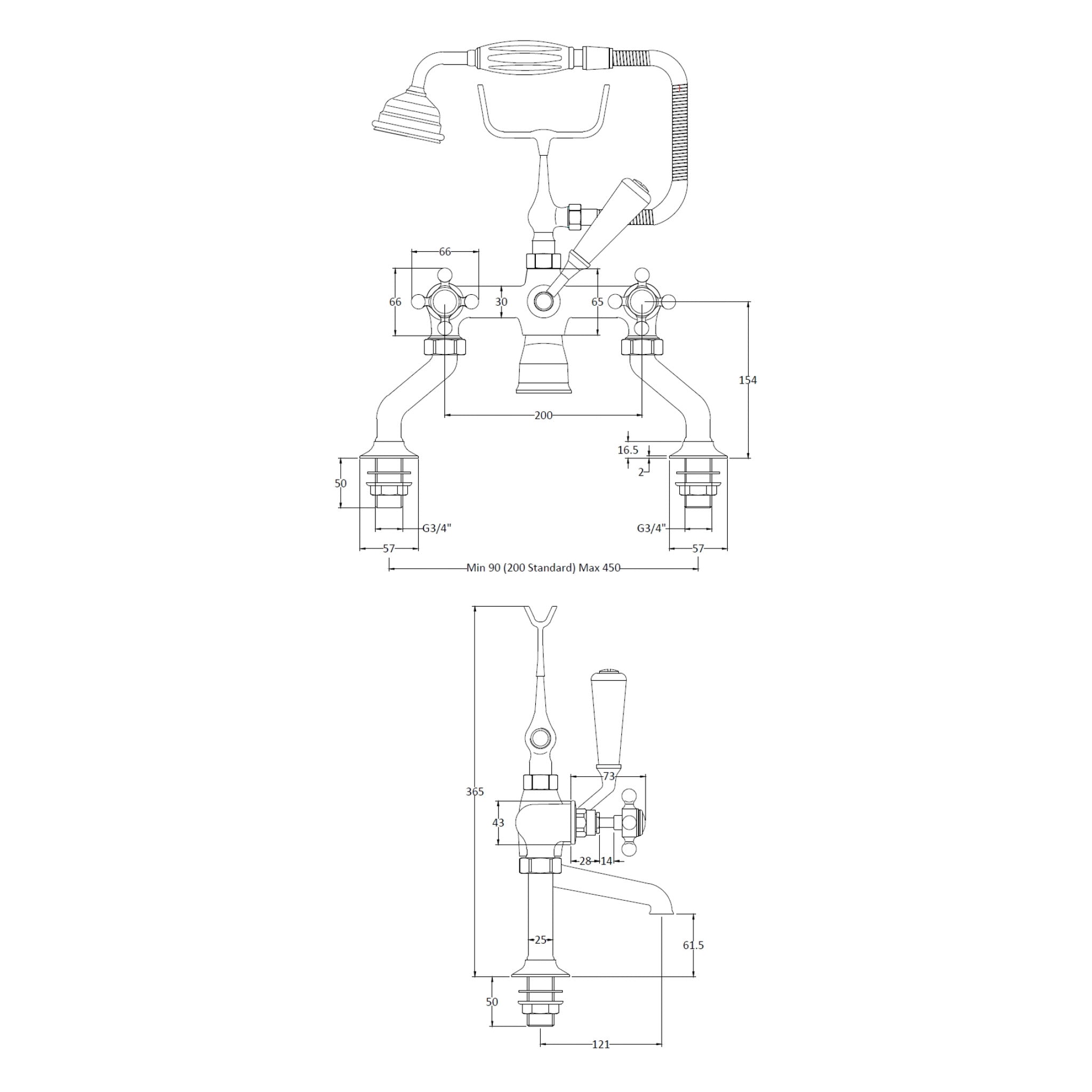 BC Designs Victrion Crosshead Bath Shower Mixer Tap