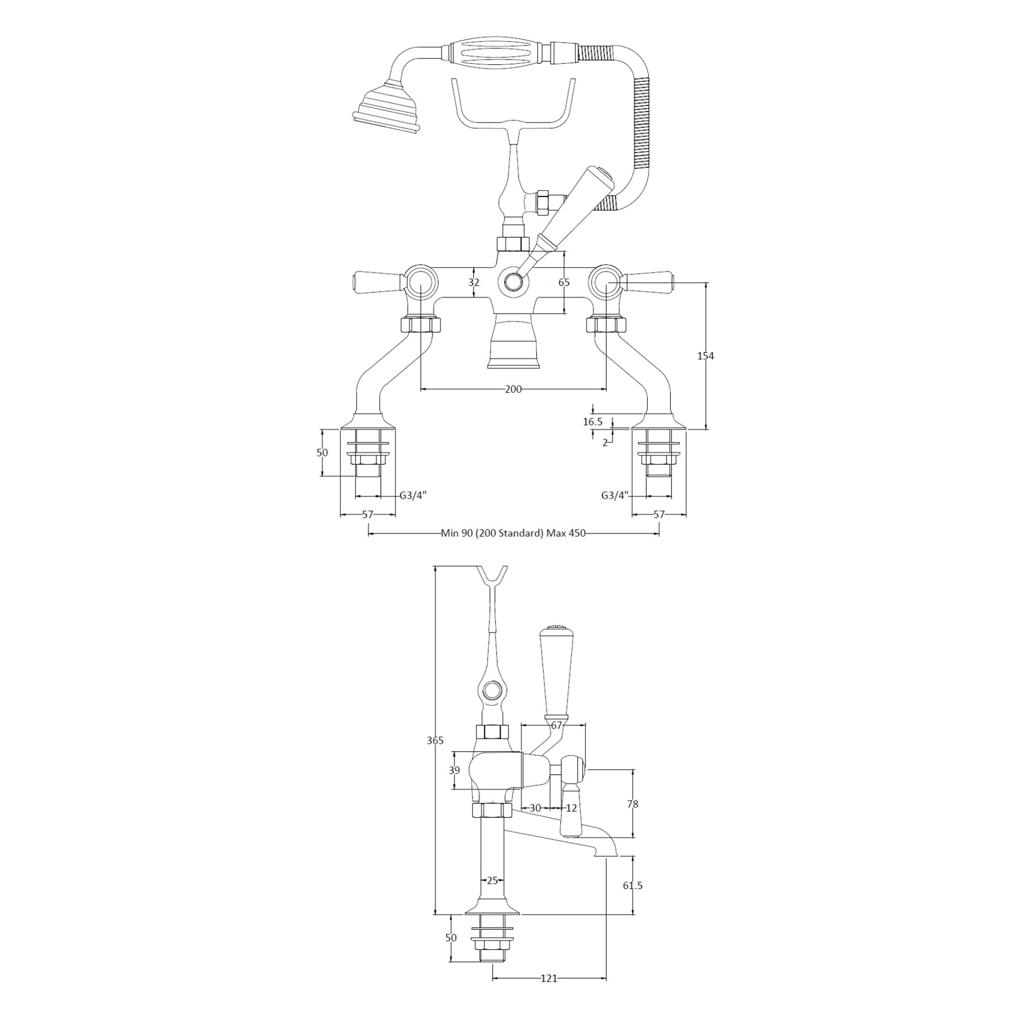 BC Designs Victrion Lever Bath Shower Mixer Tap