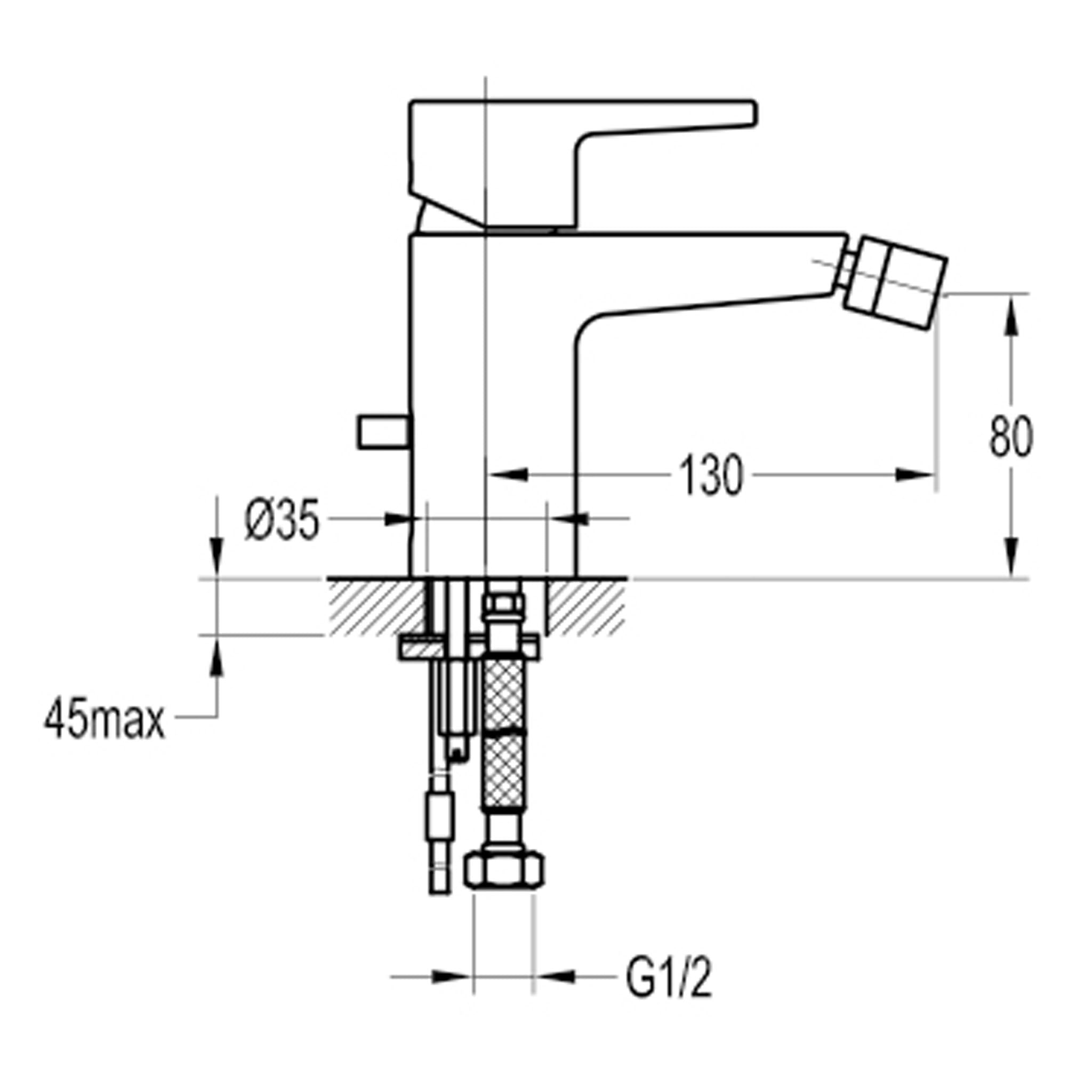 Flova Dekka Single Lever Bidet Mixer Tap & Waste