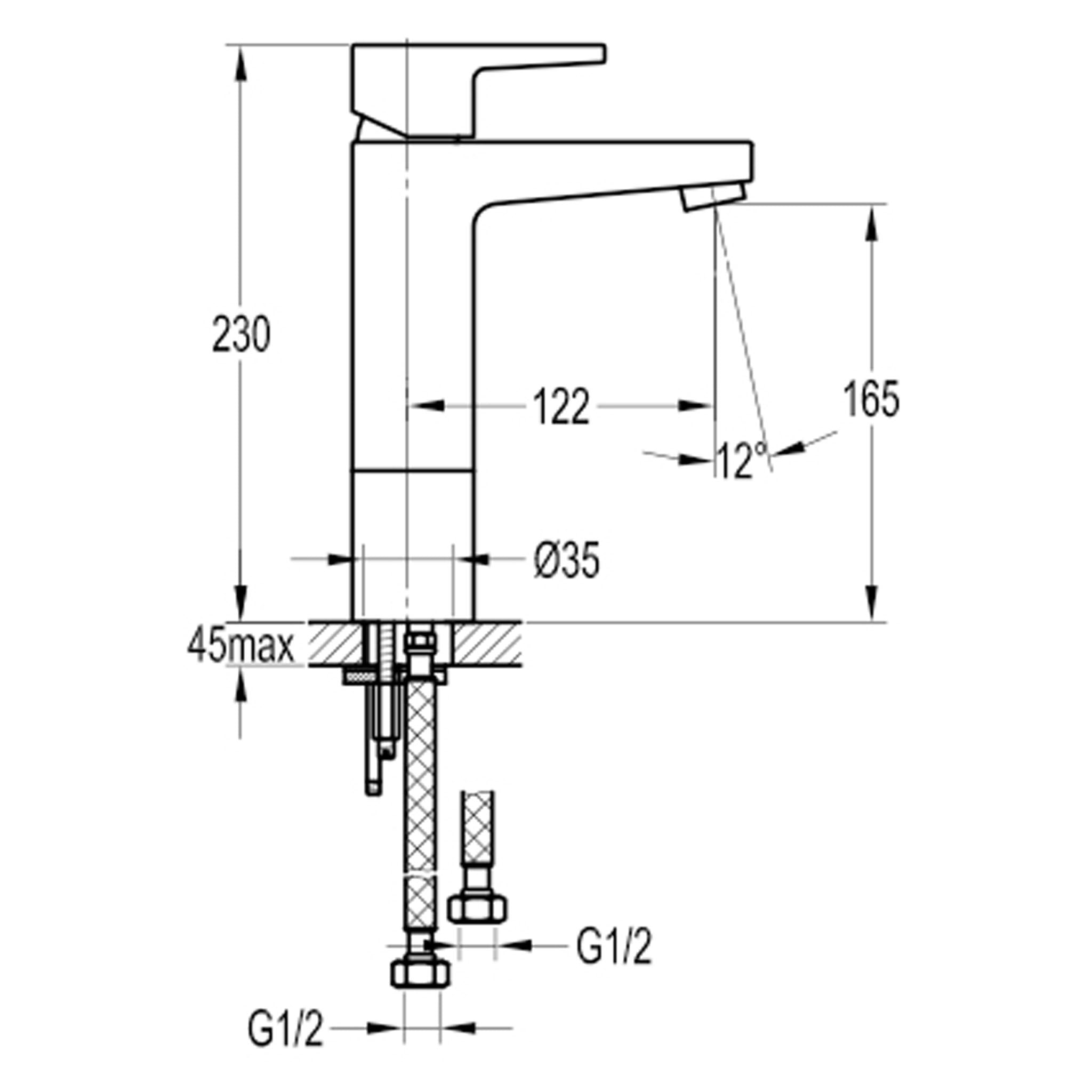 Flova Dekka 230mm Single Lever Basin Mixer Tap & Waste