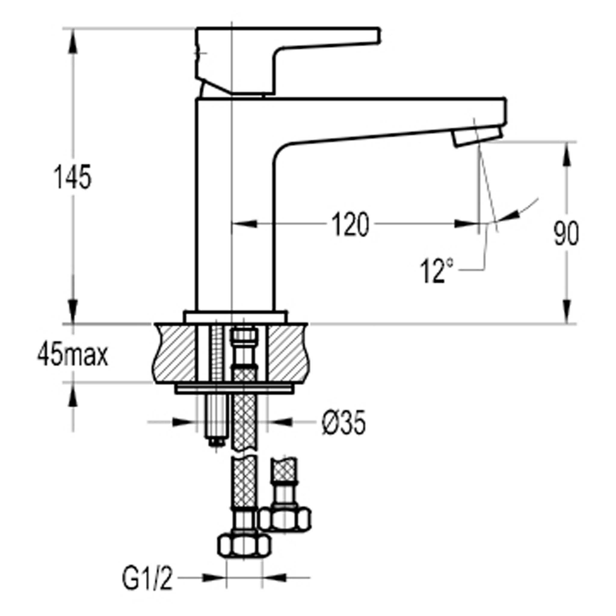 Flova Dekka 145mm Single Lever Basin Mixer Tap & Waste