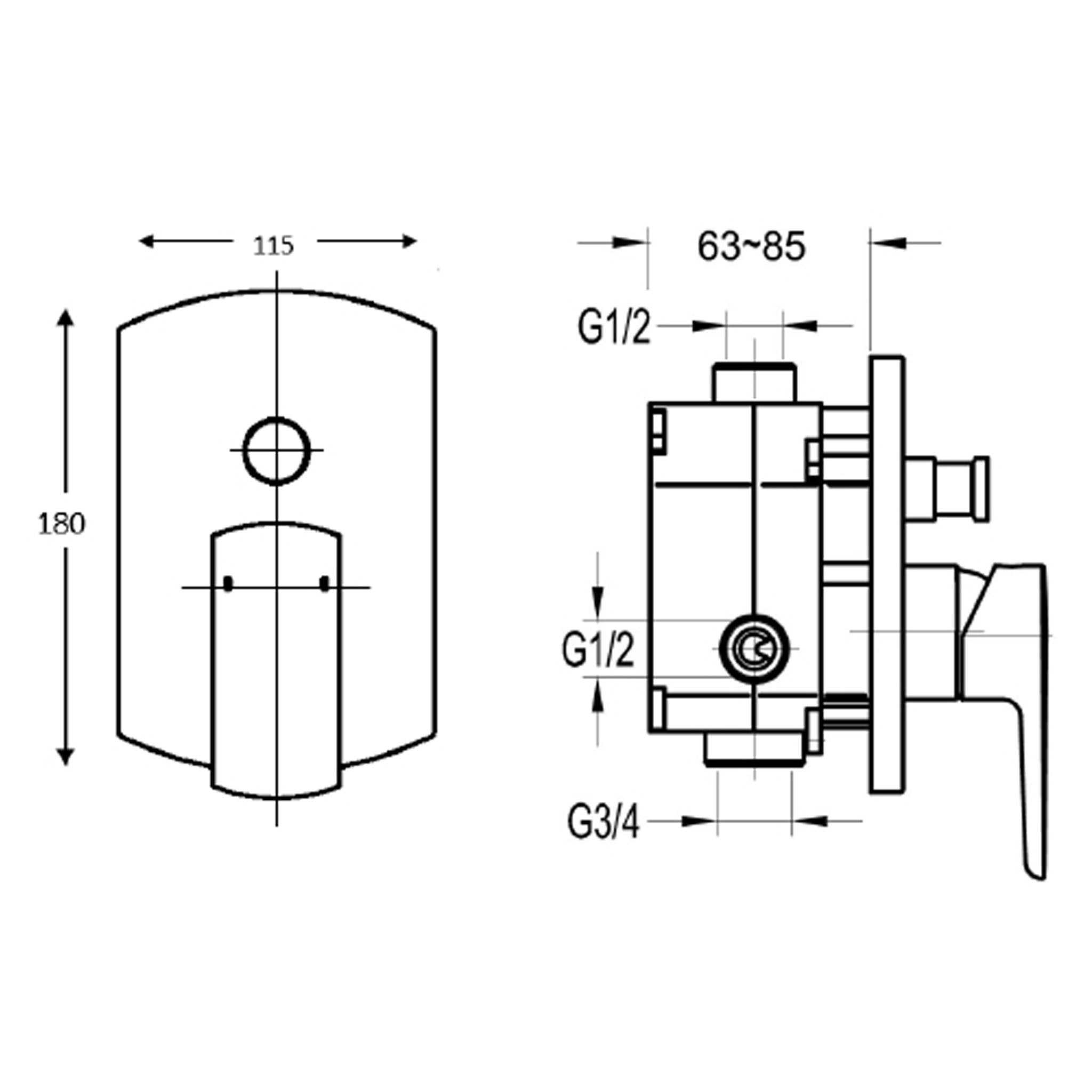 Flova Dekka Concealed 2-Outlet Manual Shower Mixer