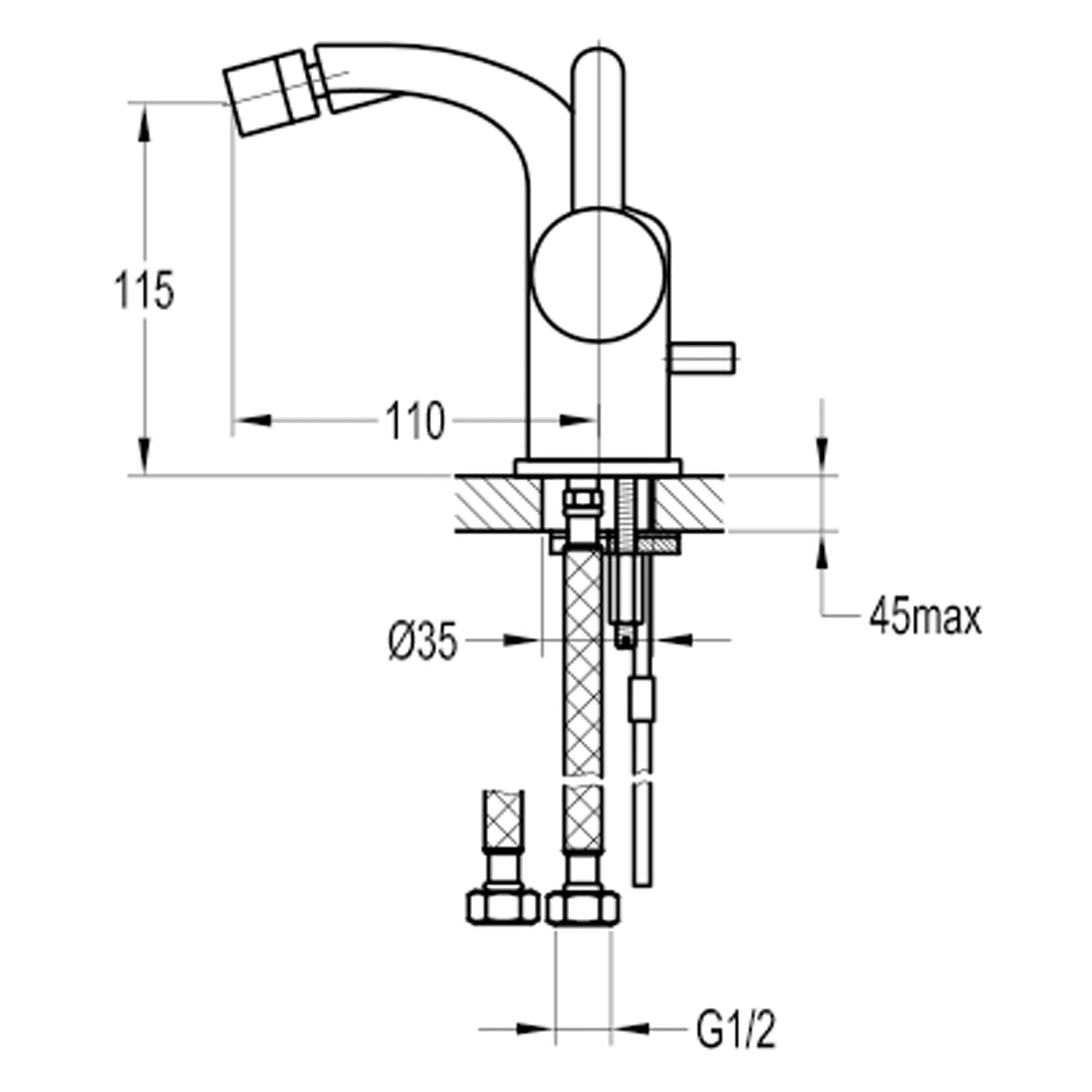 Flova Essence Single Lever Bidet Mixer Tap & Waste