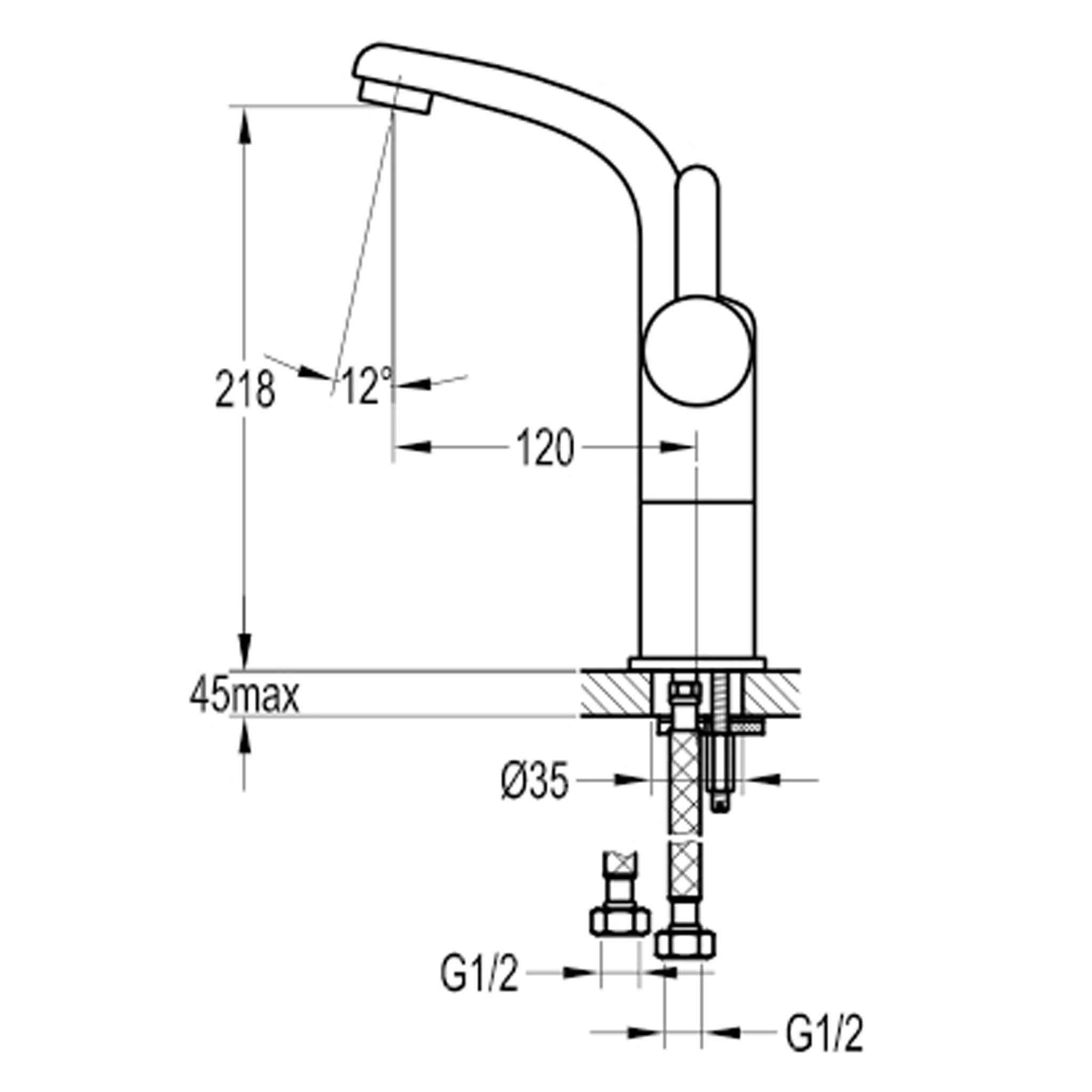 Flova Essence 218mm Single Lever Basin Mixer Tap & Waste