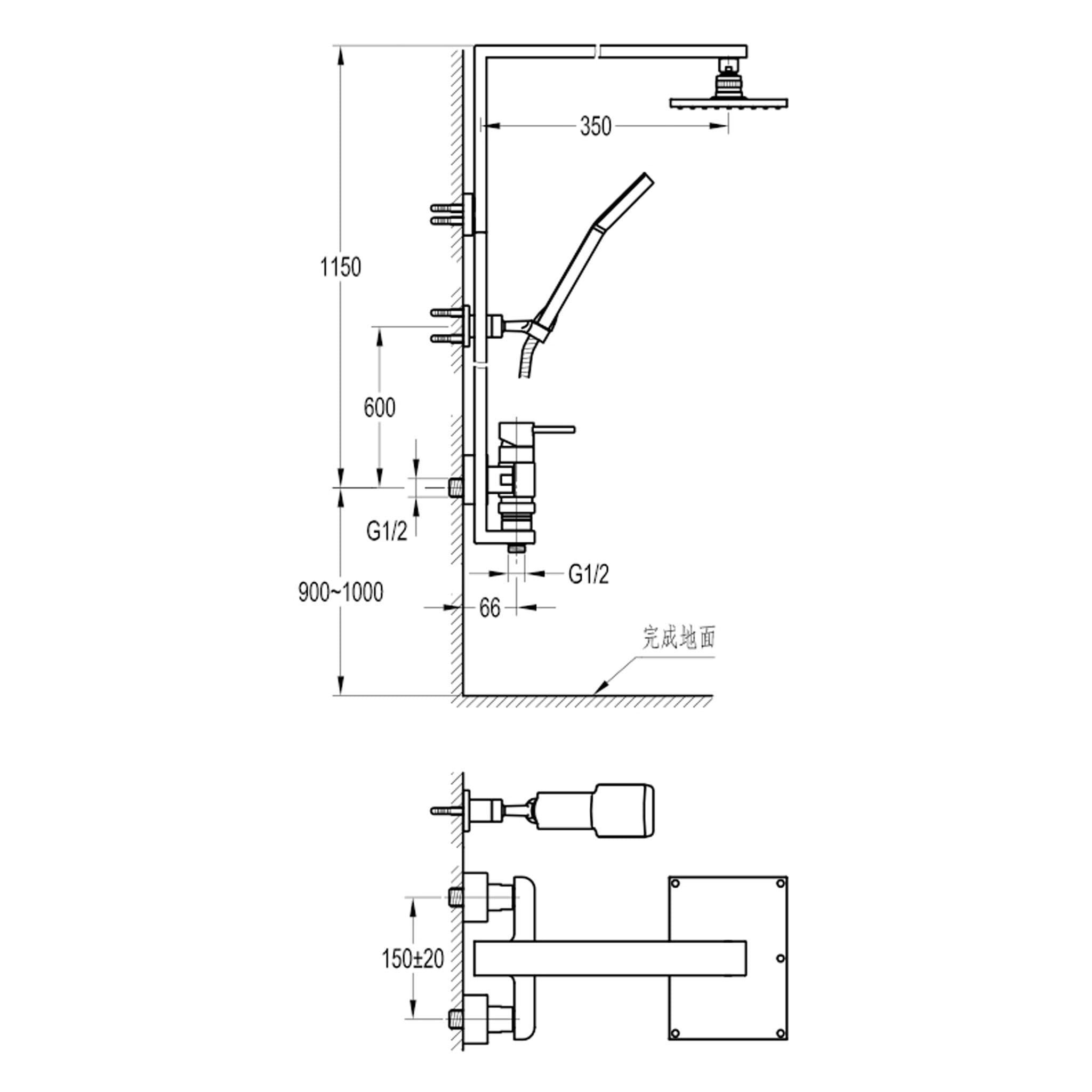 Flova Essence Exposed Manual Shower Column