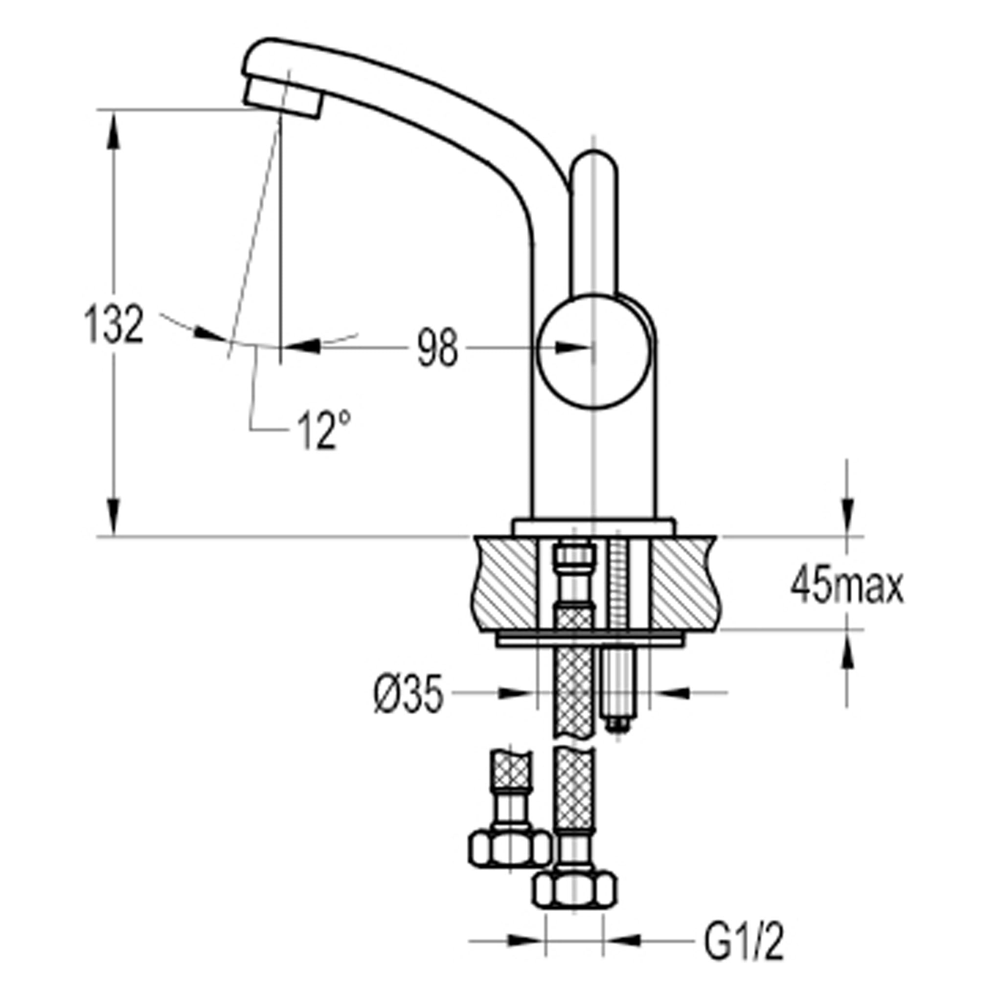 Flova Essence 132mm Single Lever Basin Mixer Tap & Waste