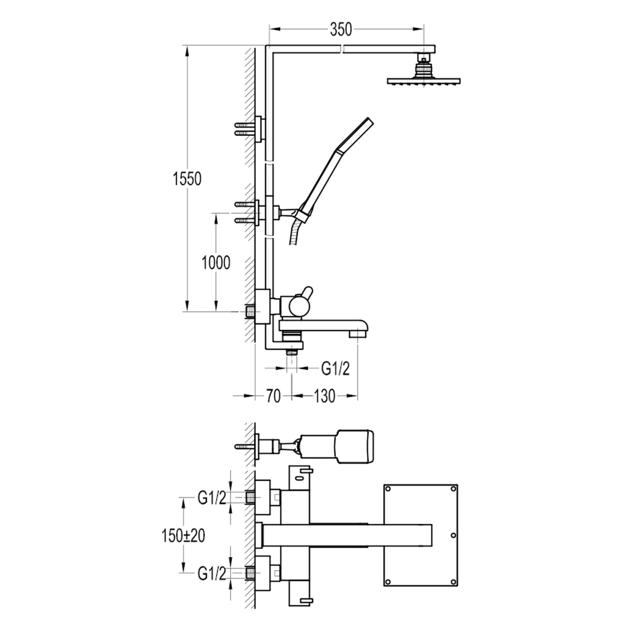 Flova Essence Exposed Thermostatic Shower Column & Bath Spout