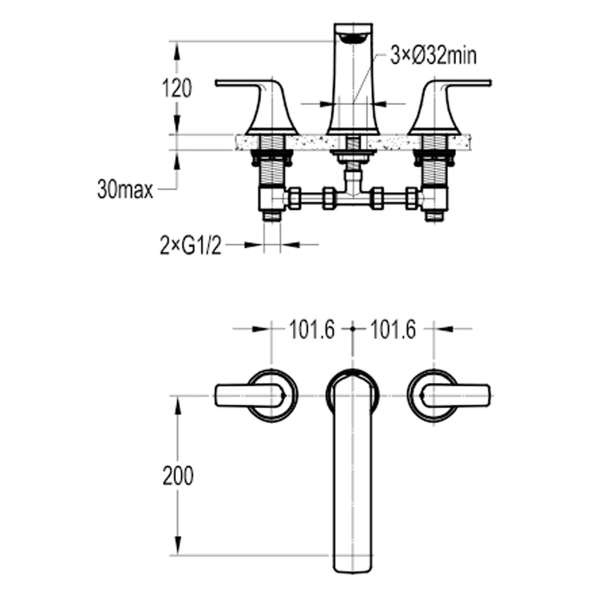 Flova Fusion 3-Hole Deck Mounted Bath Filler Tap