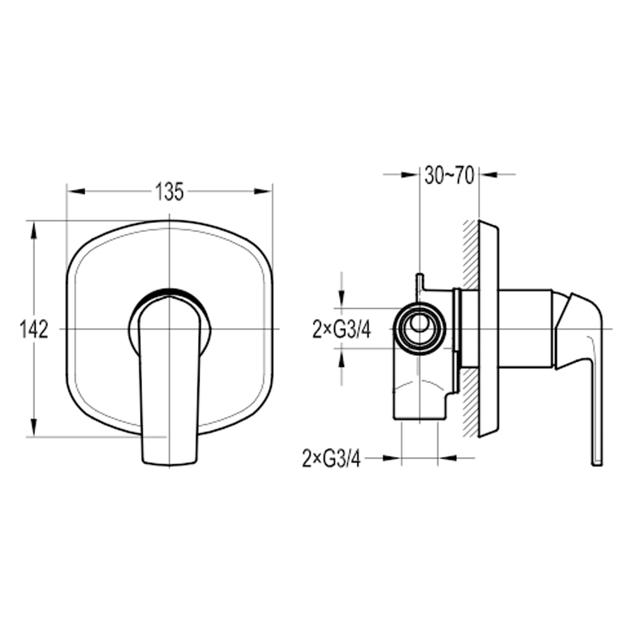 Flova Fusion Concealed Single Outlet Manual Shower Mixer Small Plate