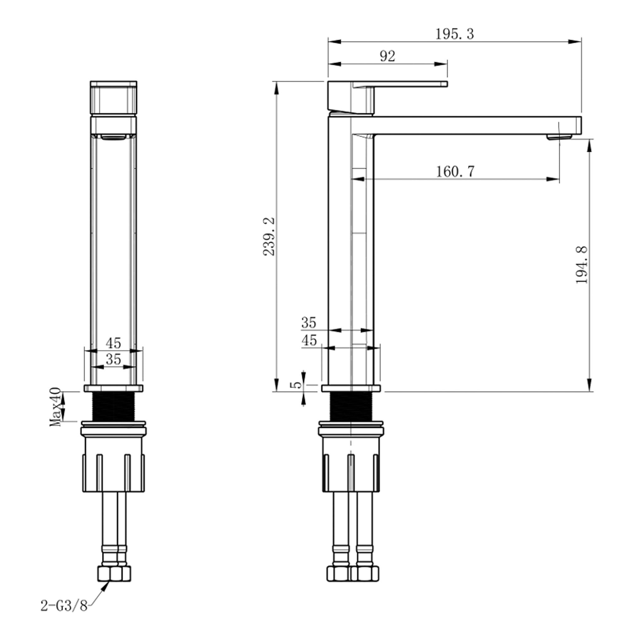 JTP Form Single Lever Tall Basin Mixer Tap