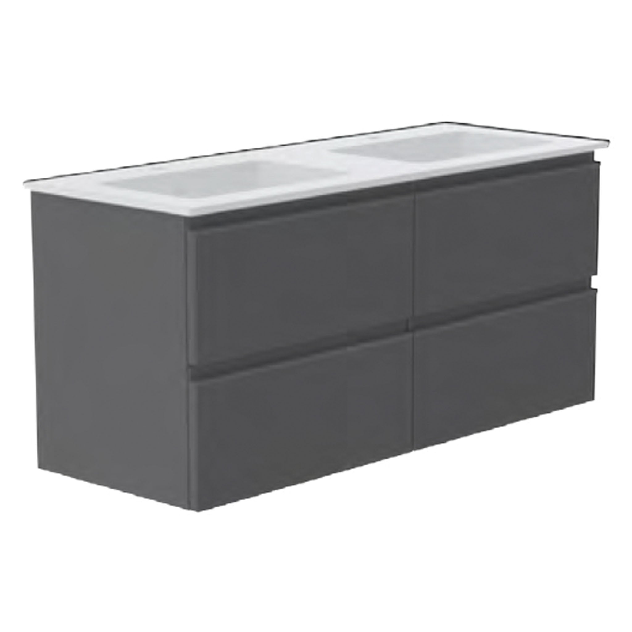 GSI Pura Ribbed 122 x 46 4 Drawers Vanity Unit