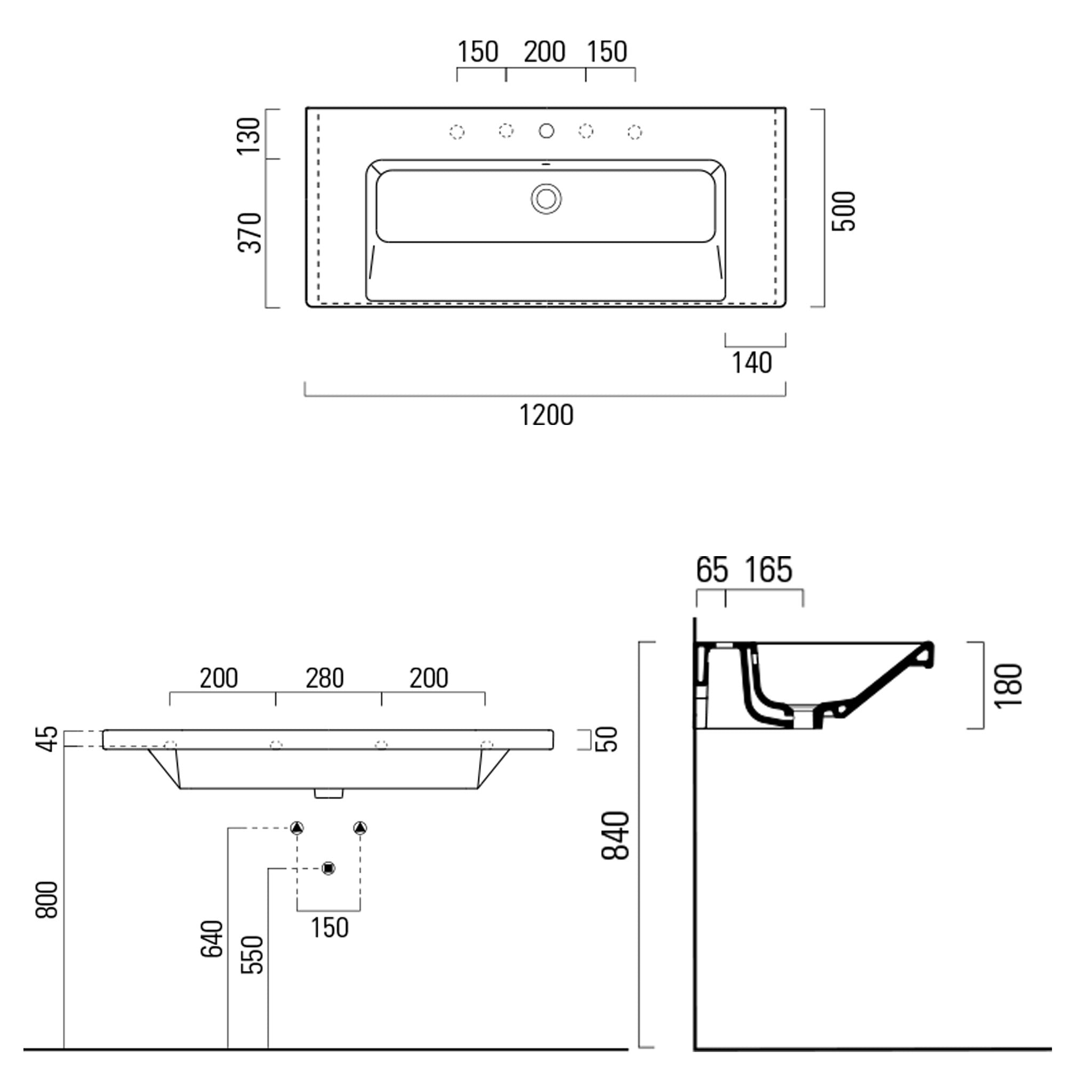 GSI Norm 120 x 50 Washbasin