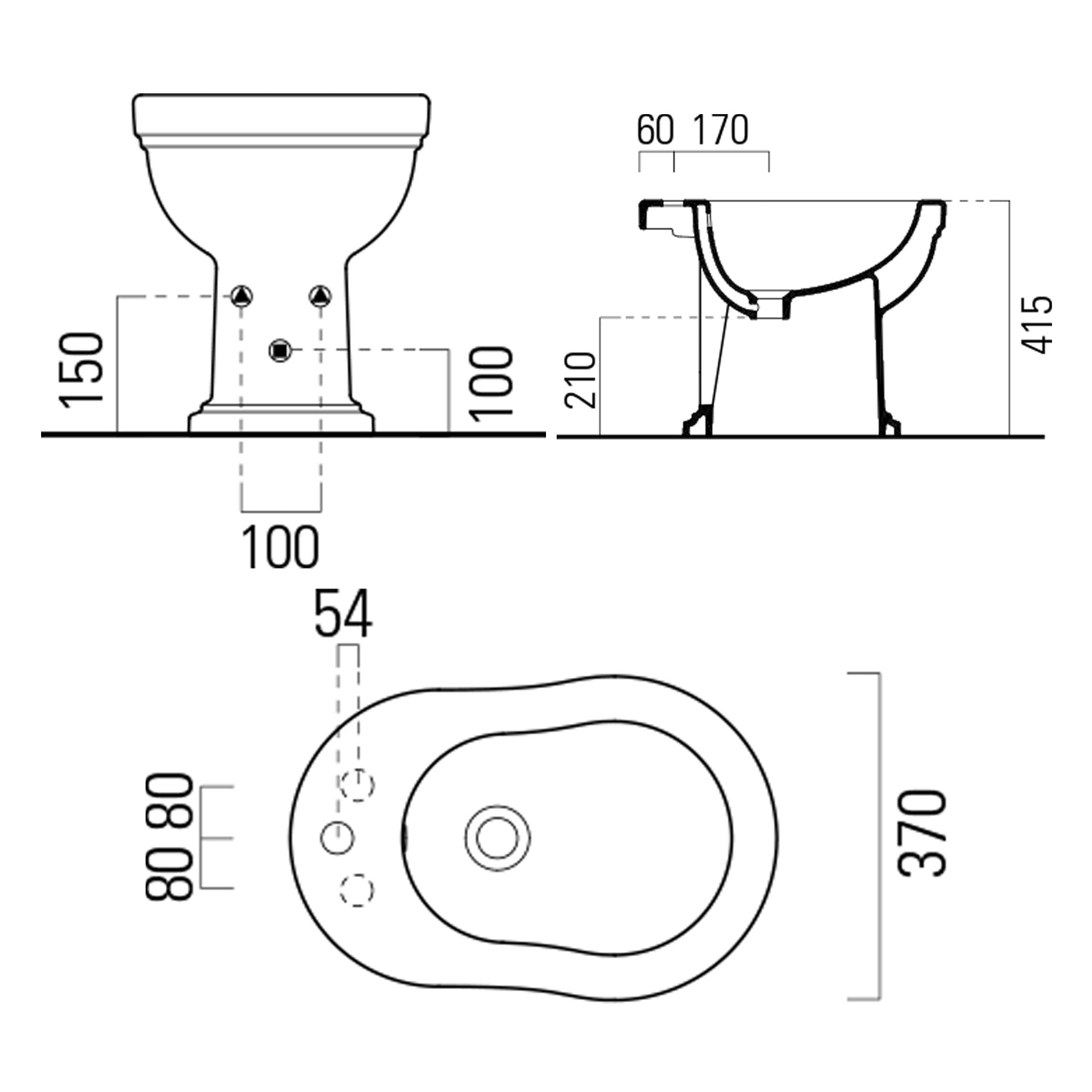 GSI Classic 54 Back To Wall Bidet