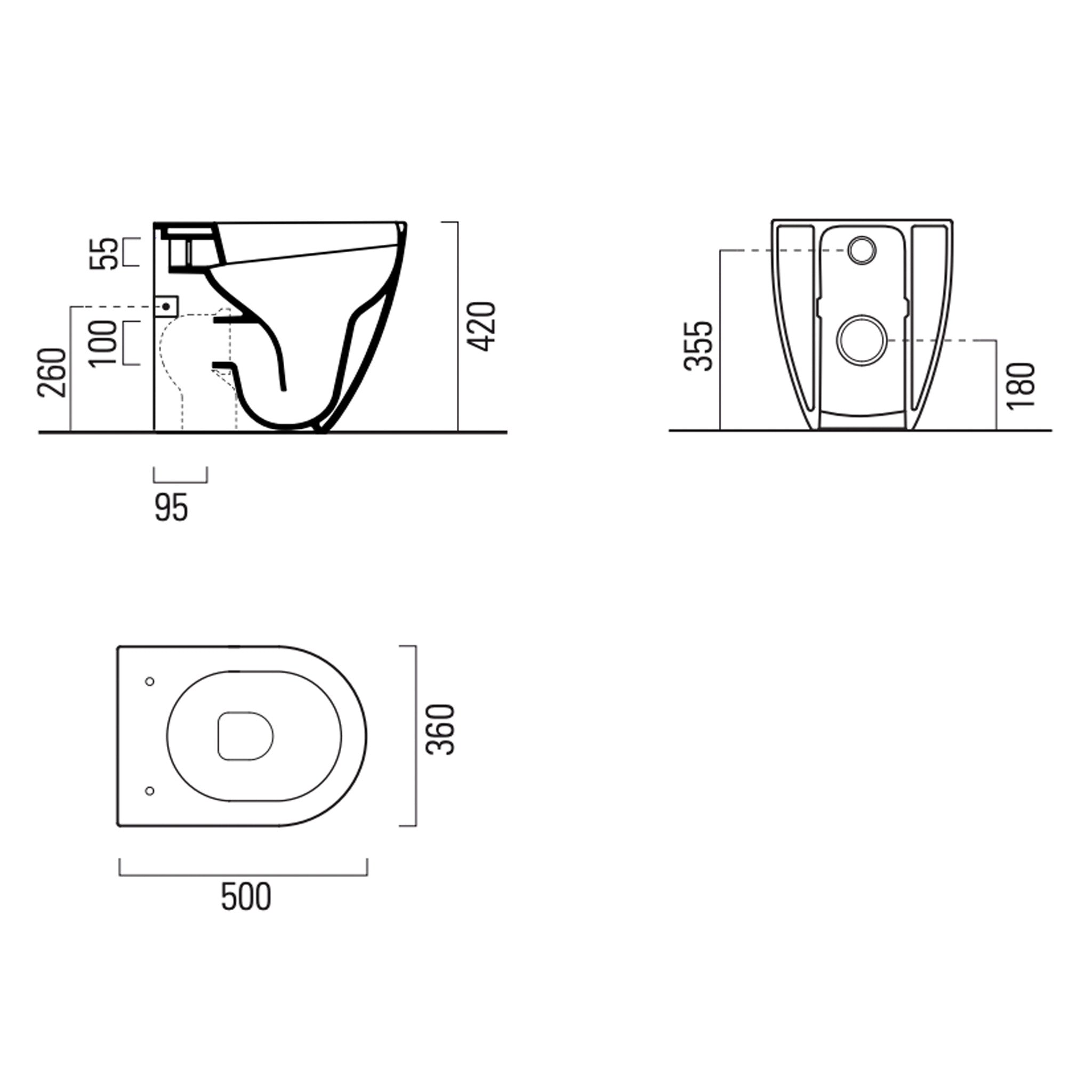 GSI Pura 50/F Back To Wall WC Pan With Swirlflush (Without Seat)