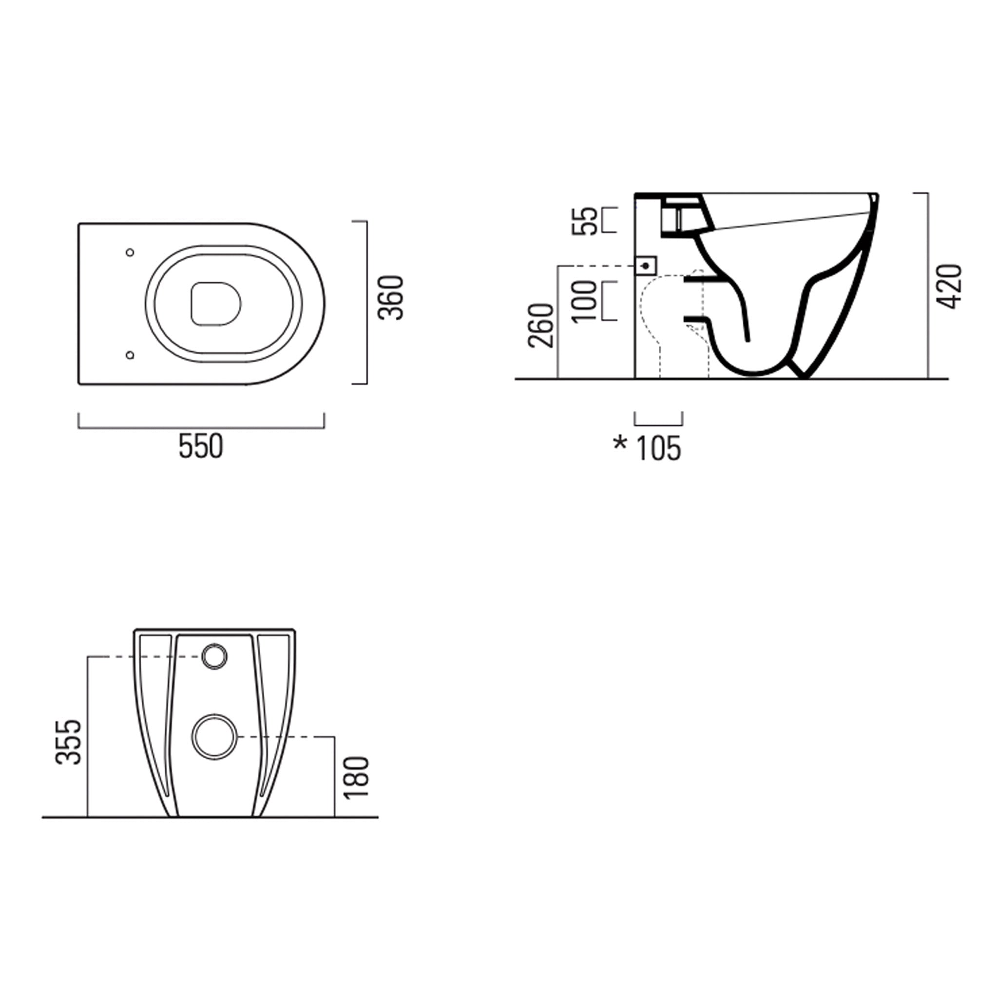 GSI Pura 55/F Back To Wall WC Pan With Swirlflush (Without Seat)