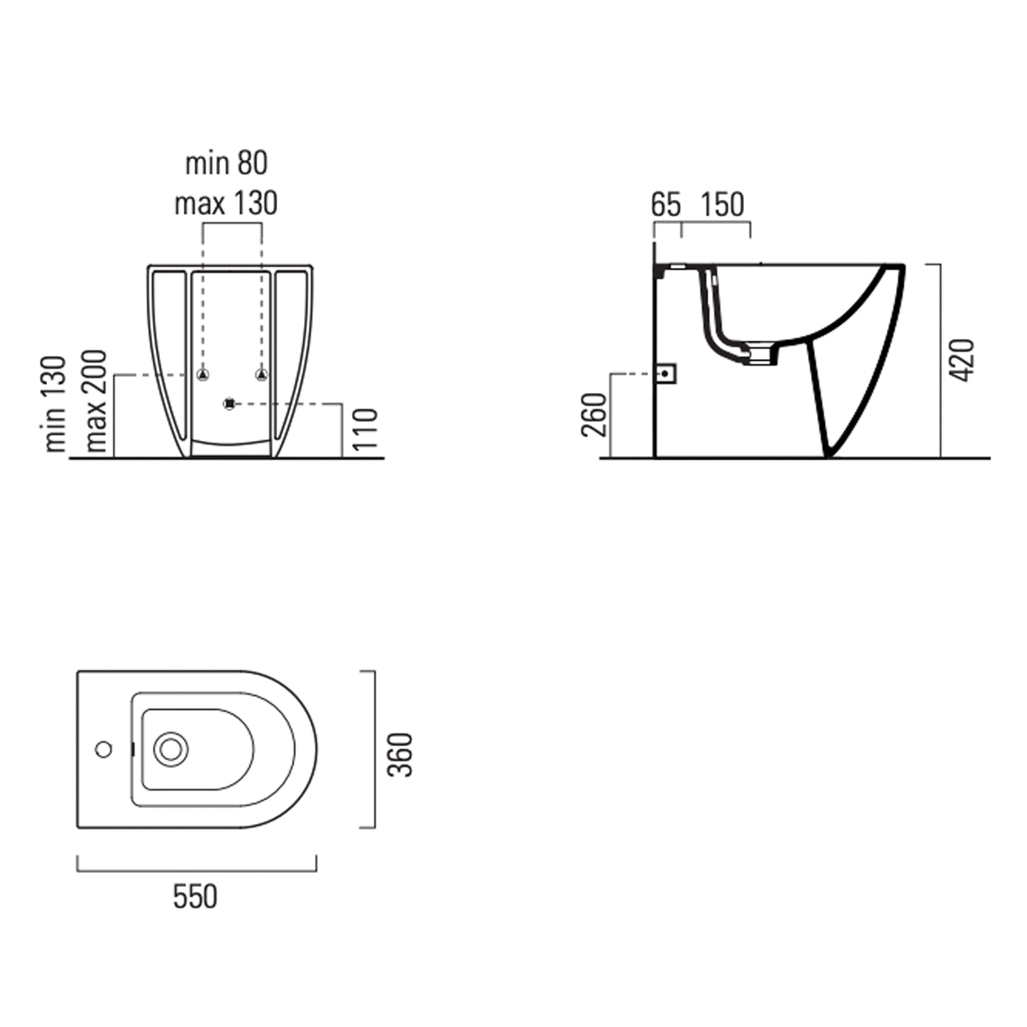 GSI Pura 55 Back To Wall Bidet