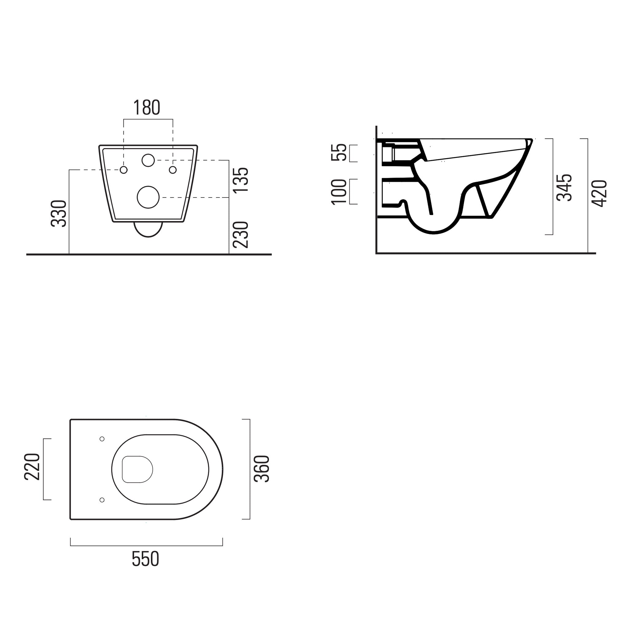 GSI Kube X 55/F Wall Hung WC Pan With Swirlflush (Without Seat)