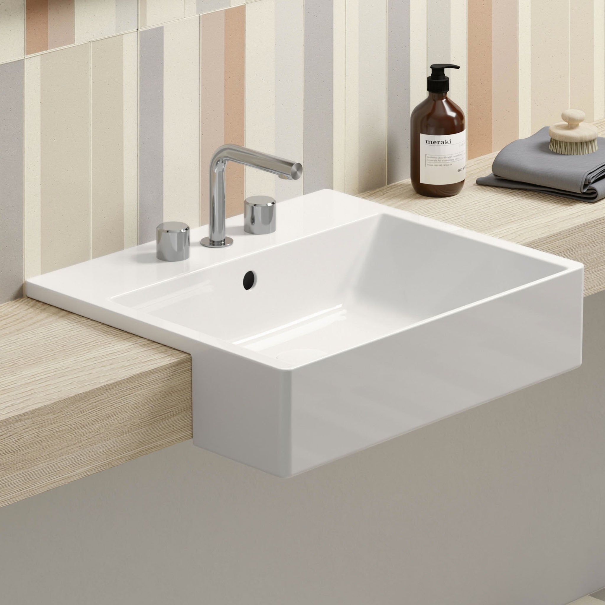 GSI Kube X 55 x 47 Semi-Recessed Countertop Washbasin