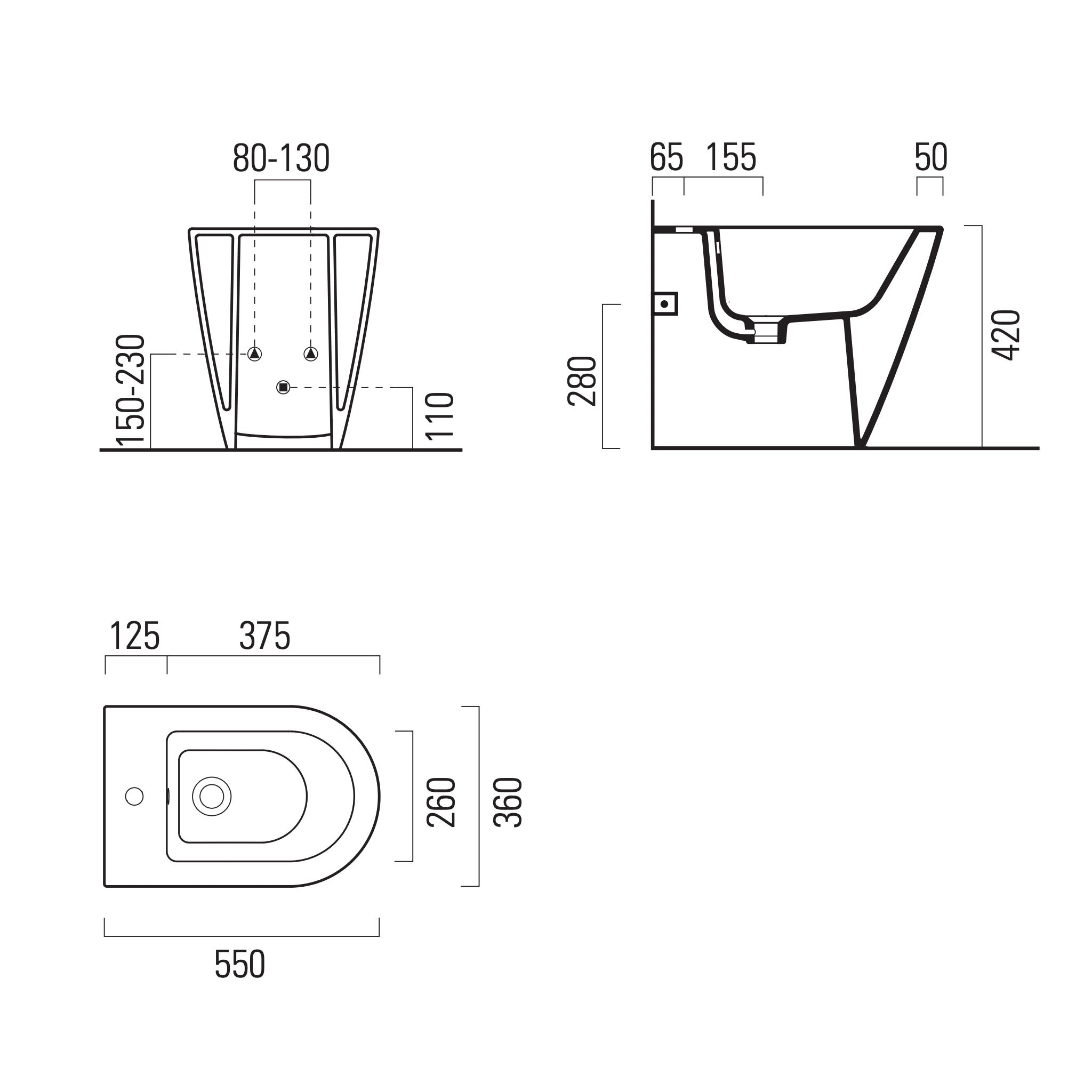 GSI Kube X 55 Back To Wall Bidet