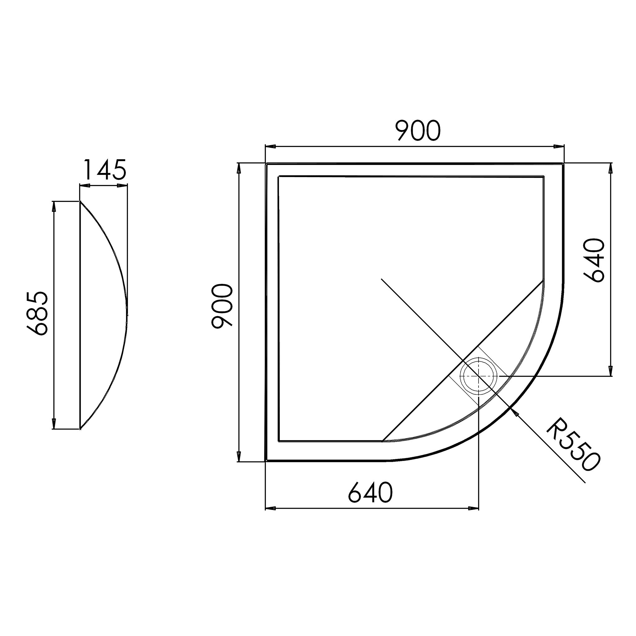 Roman Infinity Quadrant Shower Tray 900 x 900mm