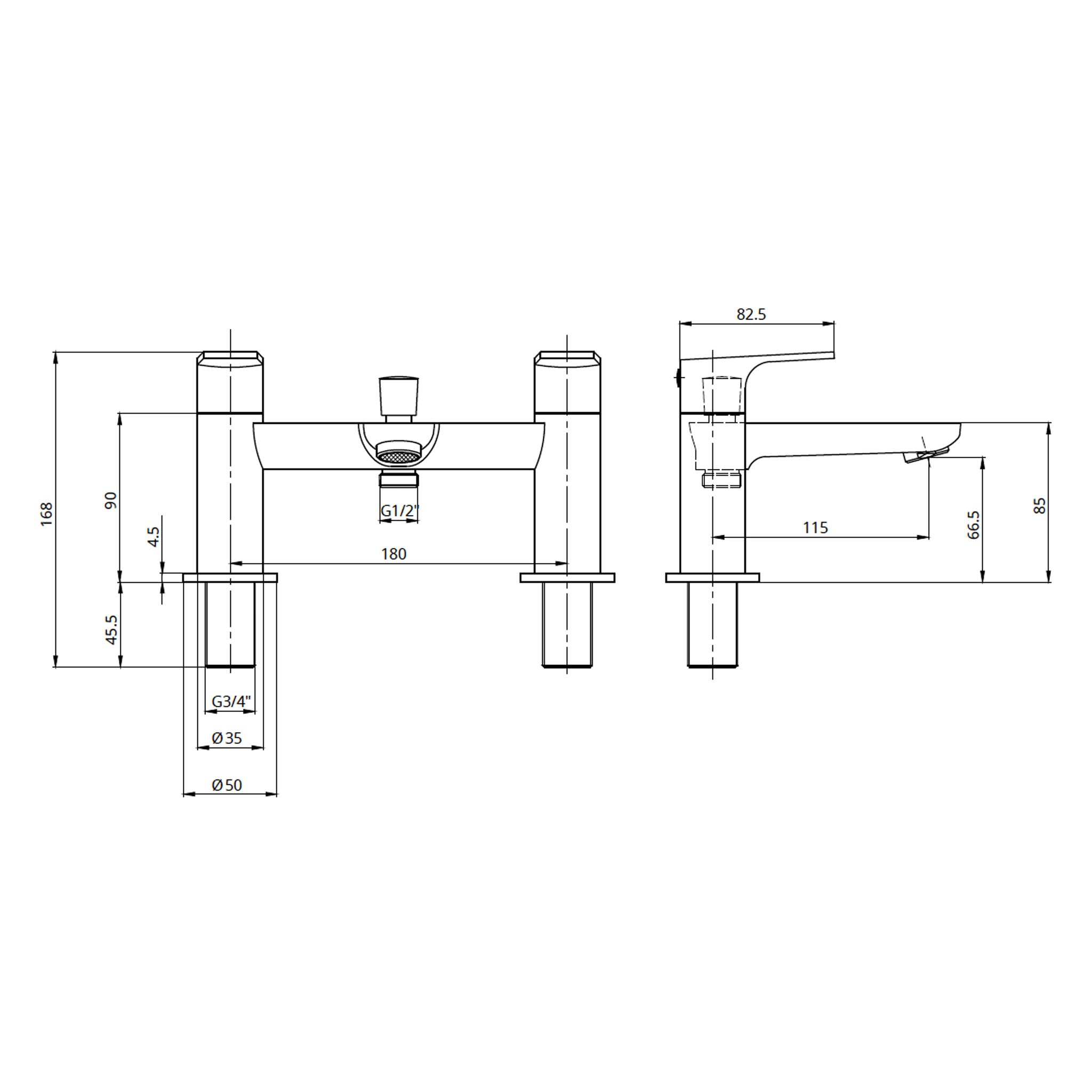 Sonas Jasmin Deck Mounted Bath Shower Mixer Tap