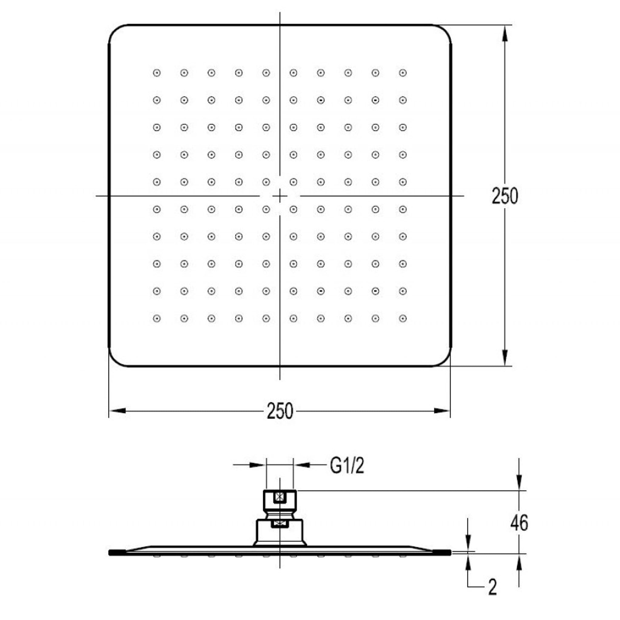 Flova Slimline Square Rainshower 250mm