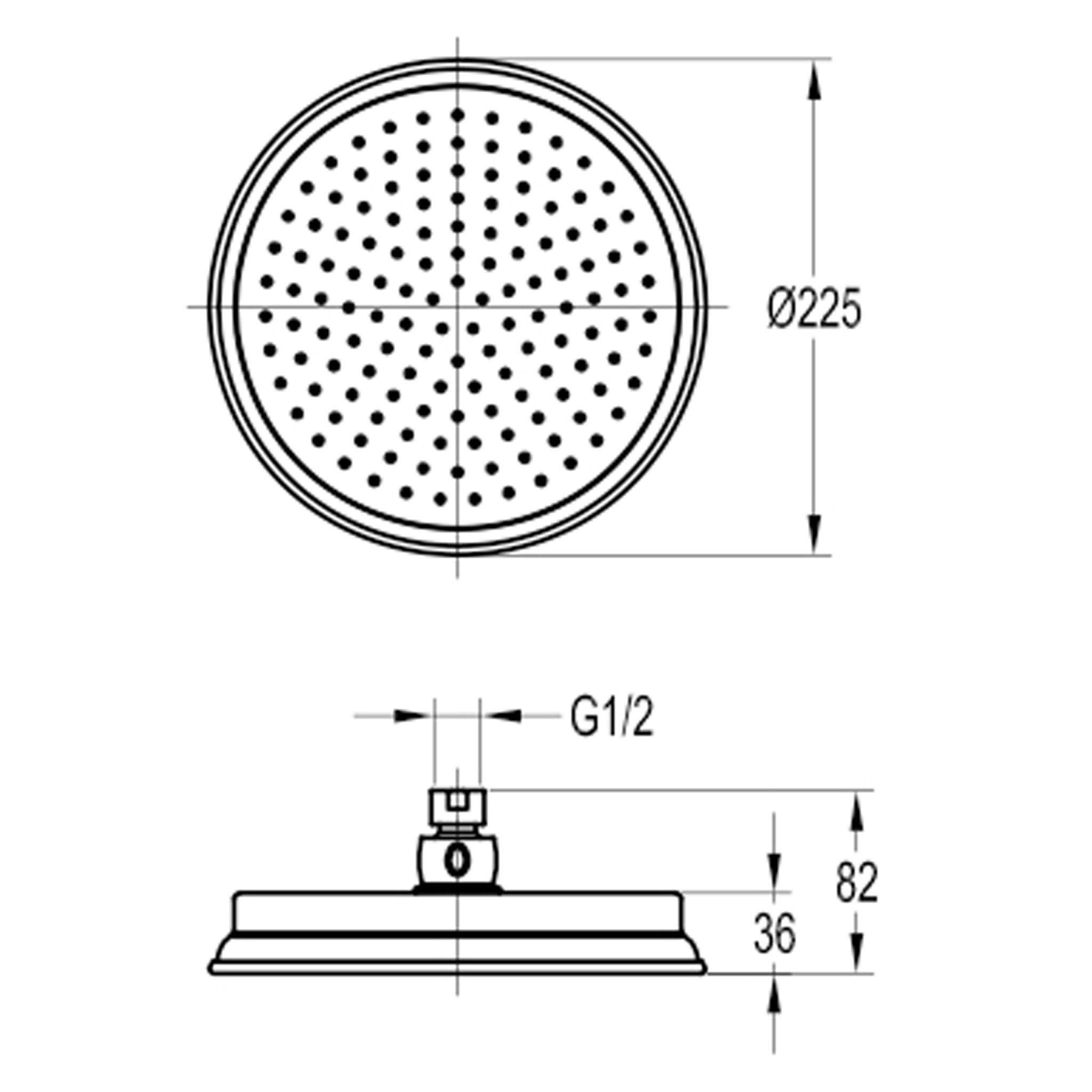 Flova Liberty Traditional Brass Rainshower 225mm