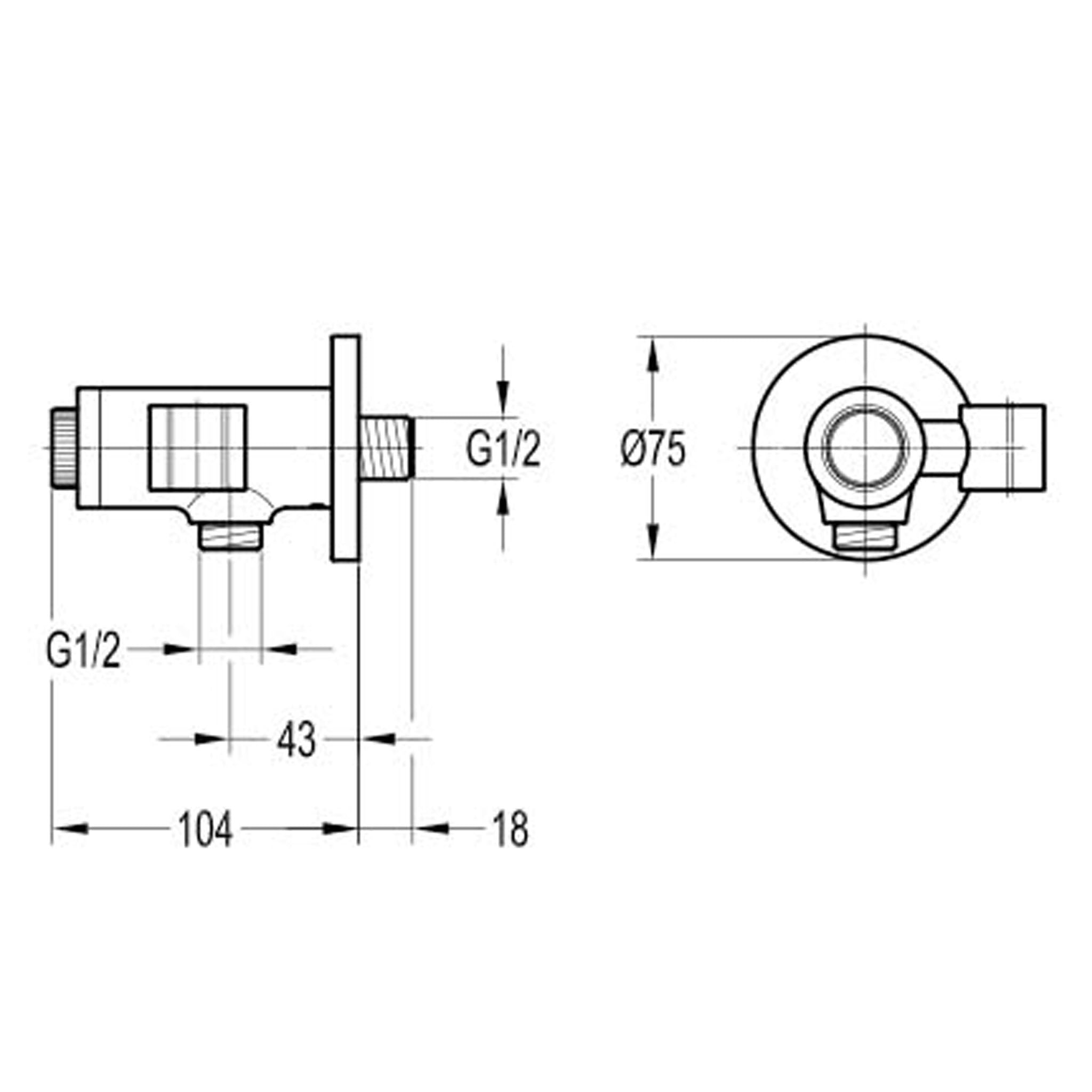 Flova Round Wall Outlet Elbow With Handset Holder & GoClick On/Off Control With Flow Control