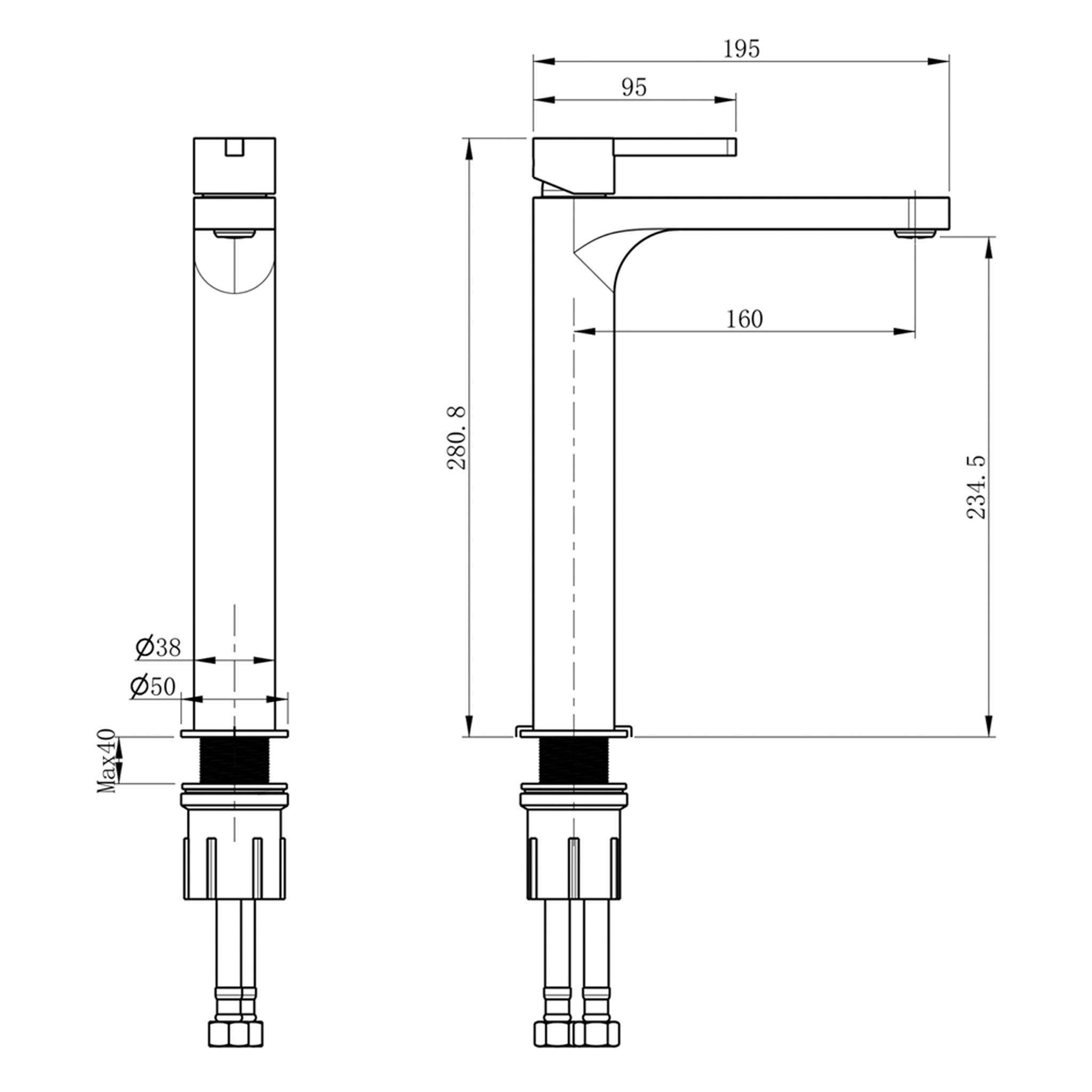 JTP Kio Single Lever Tall Basin Mixer Tap