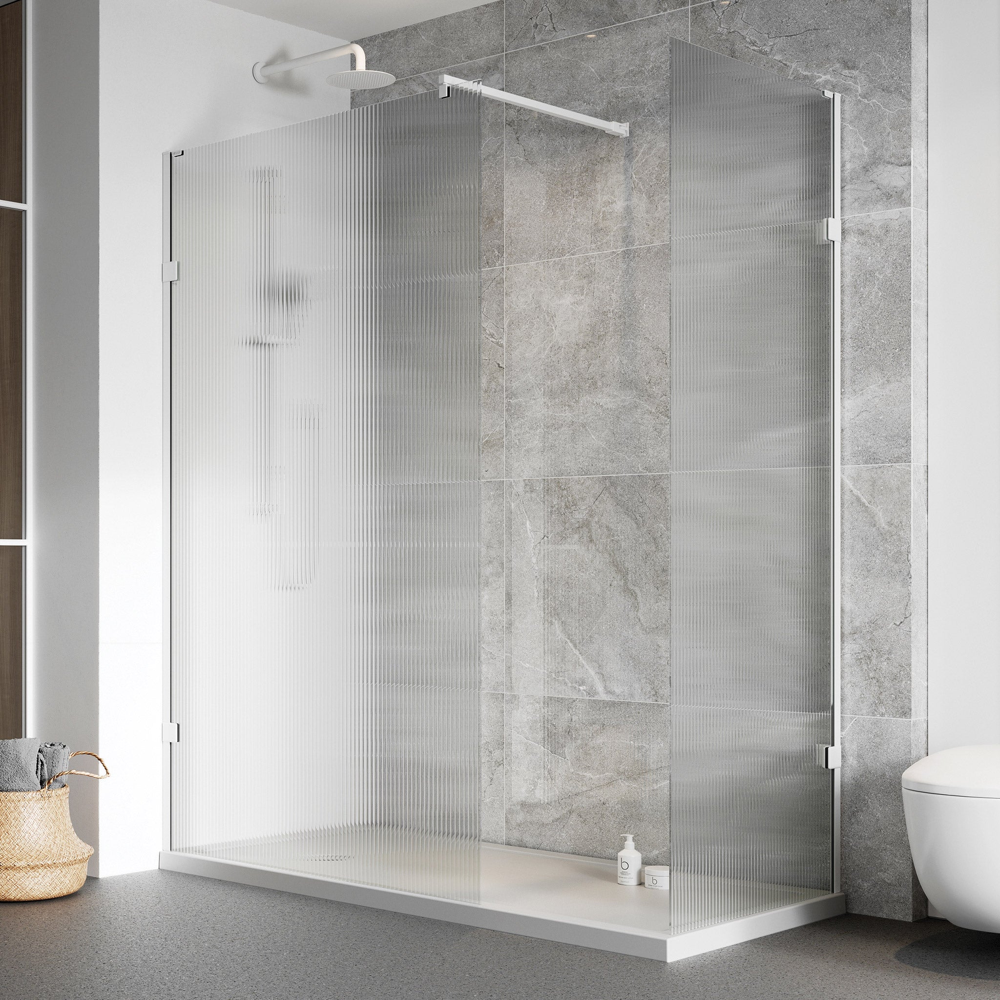 2x Wetroom Panels - Matt white depicted