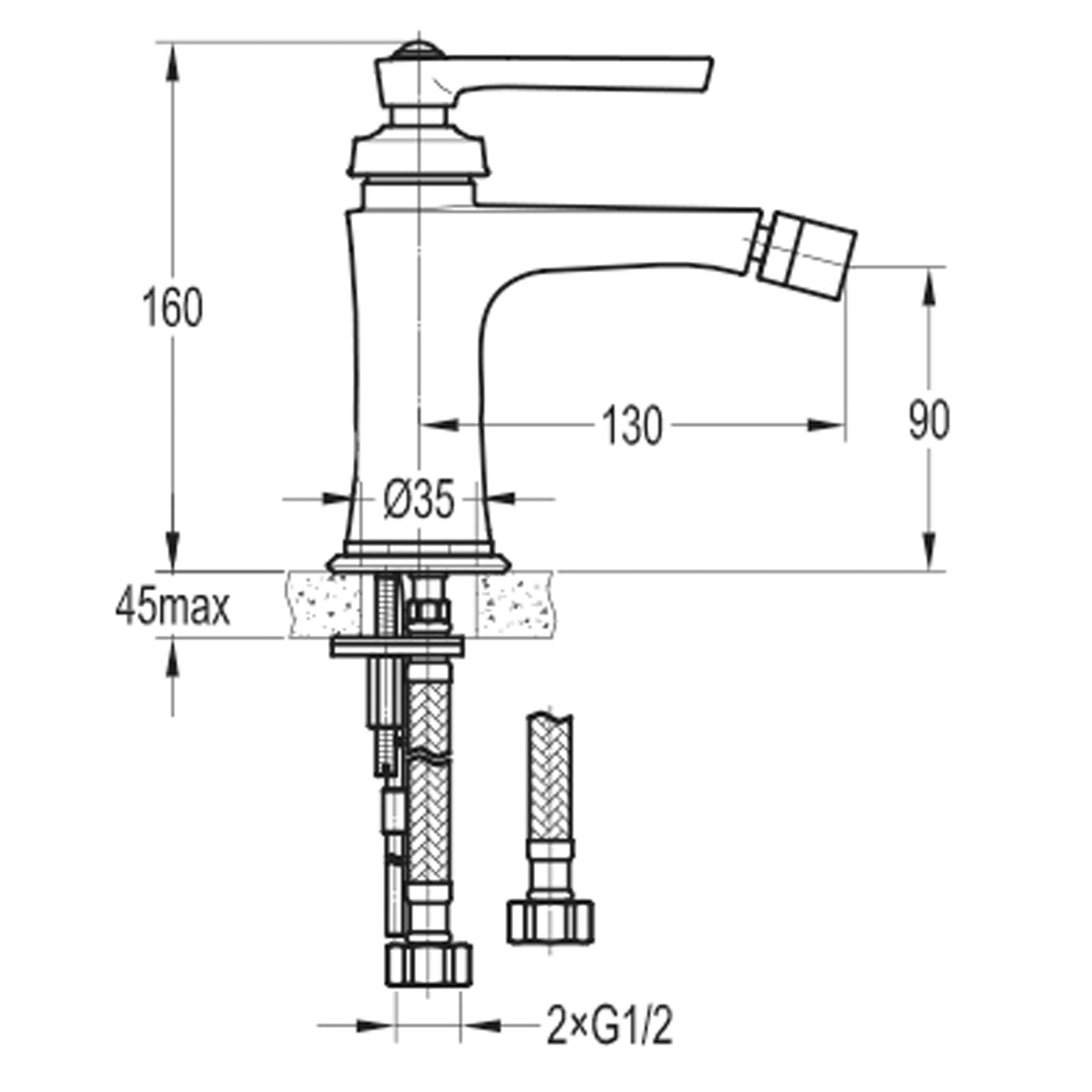 Flova Liberty Single Lever Bidet Mixer Tap & Waste