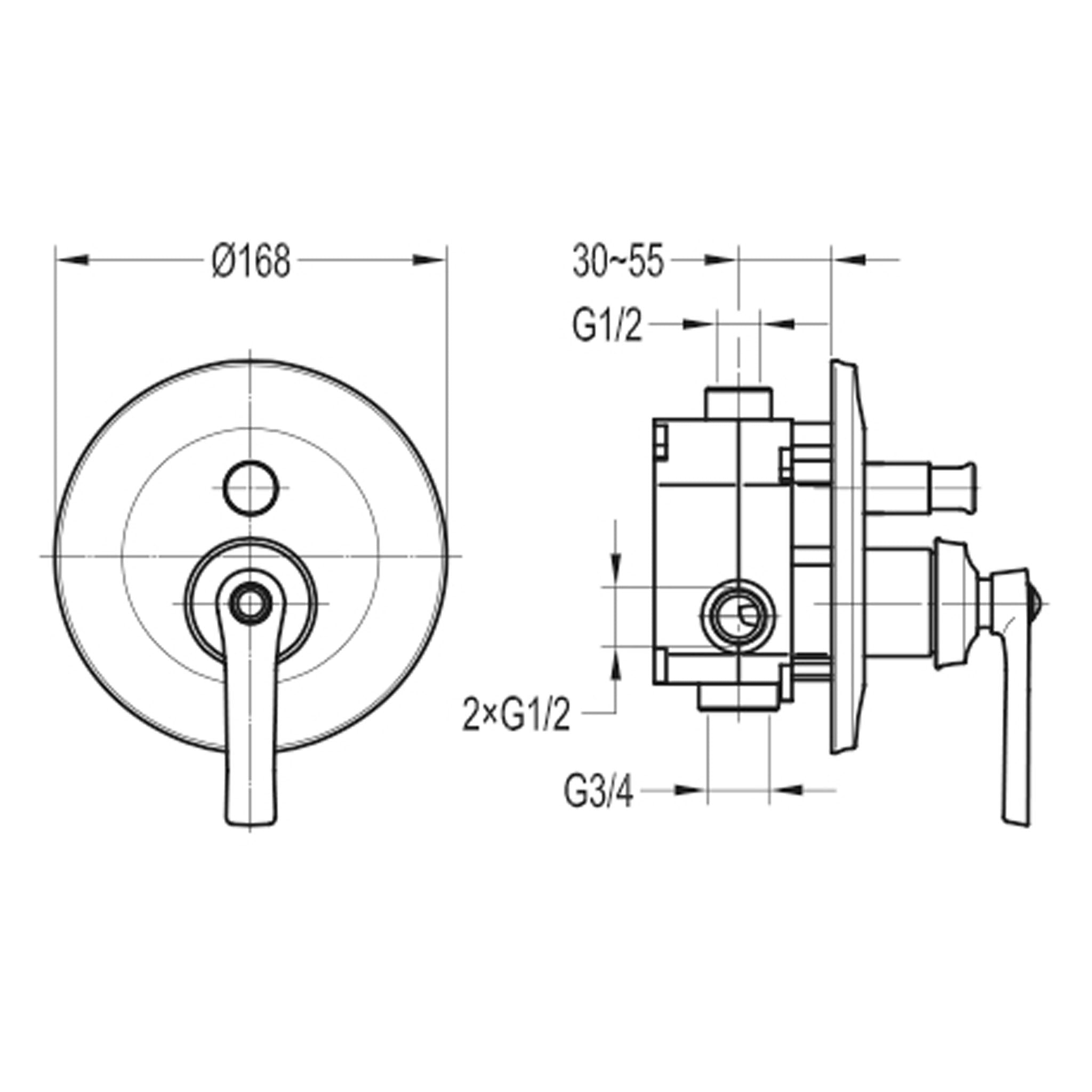 Flova Liberty Concealed 2-Outlet Manual Shower Mixer