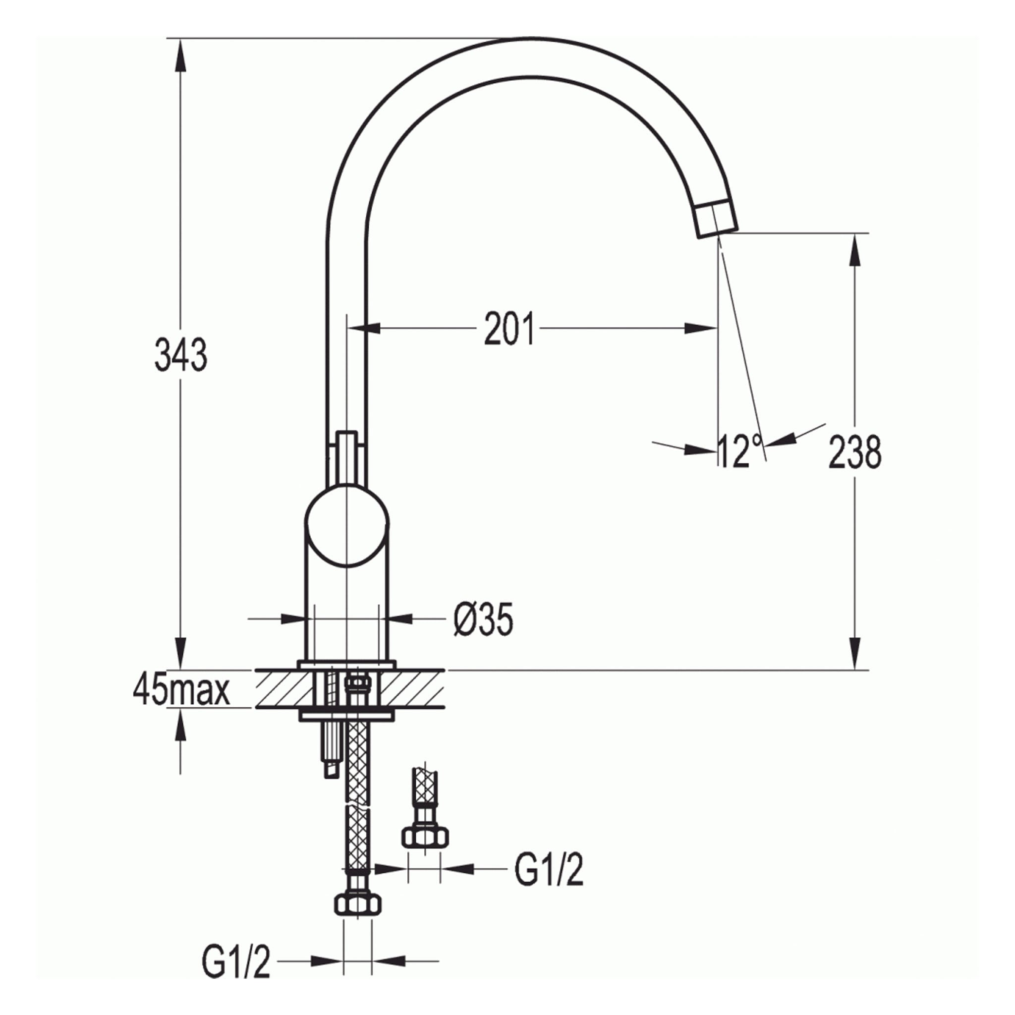 Flova Levo Two Handle Kitchen Mixer Tap