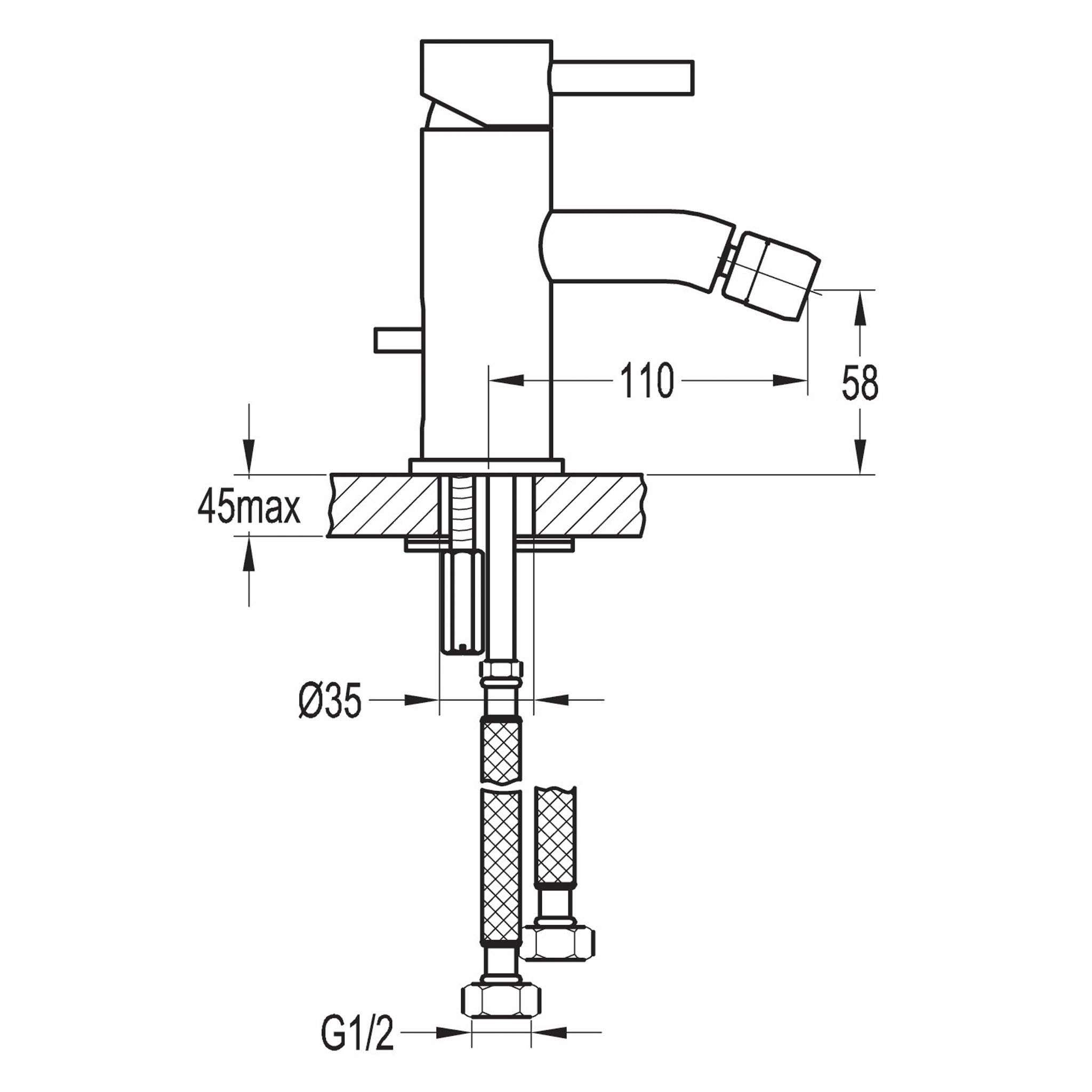 Flova Levo Single Lever Bidet Mixer Tap & Waste