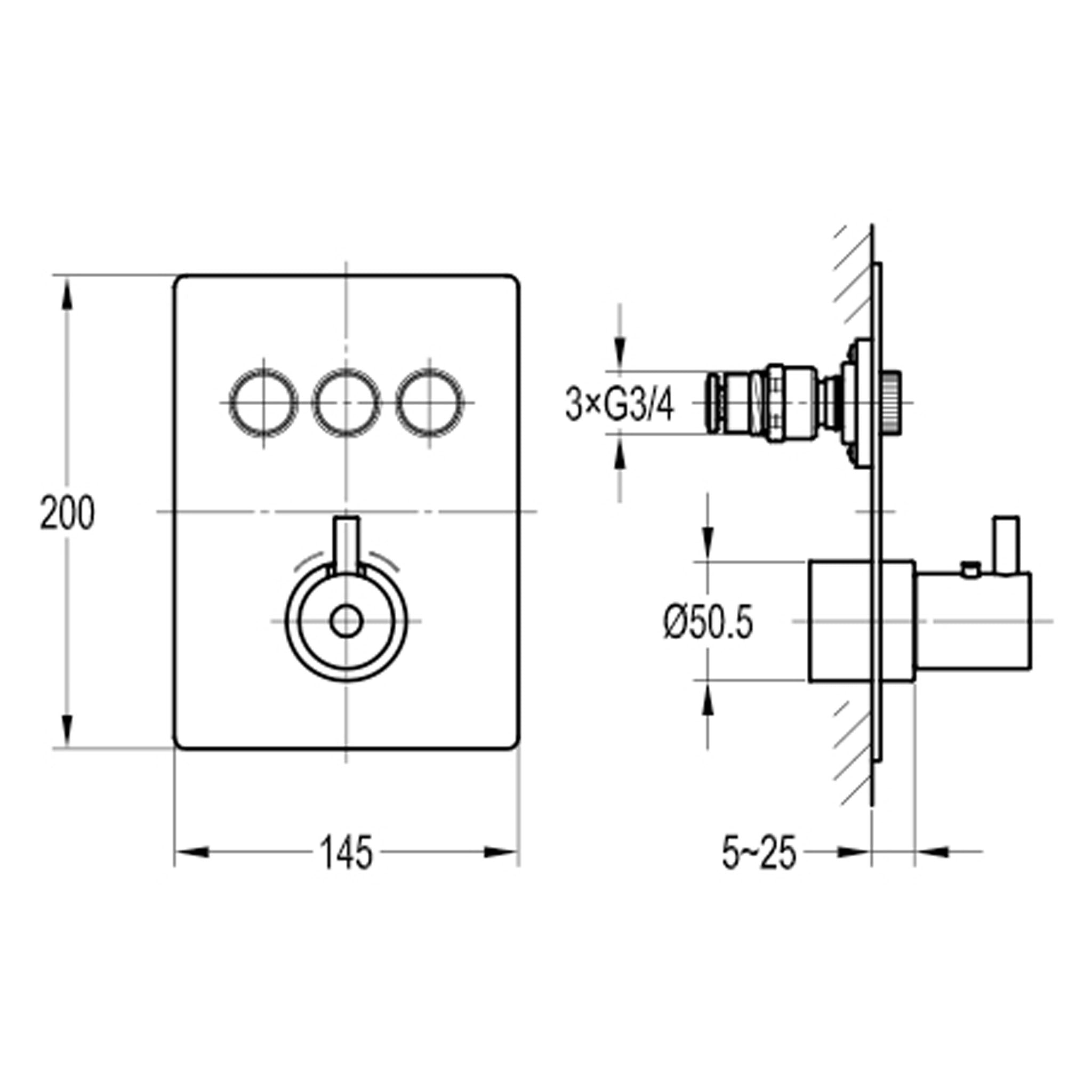 Flova Levo Square 3-Outlet GoClick Finishing Set