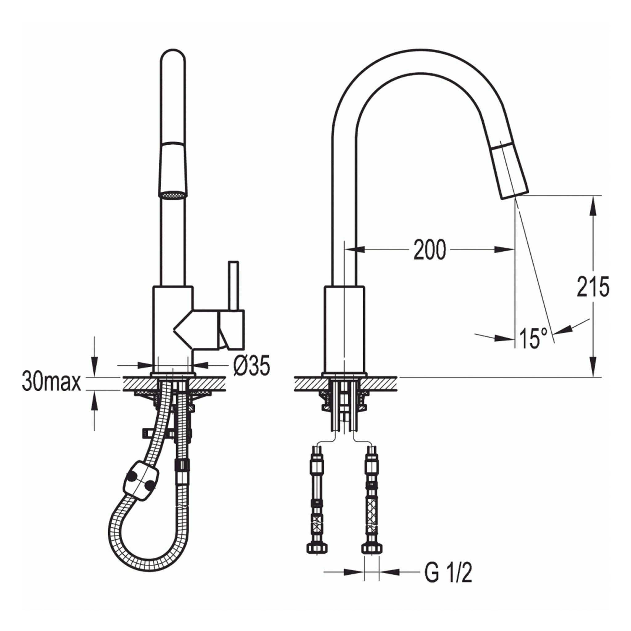 Flova Levo Pull Out Shower Spray Single Lever Kitchen Mixer Tap