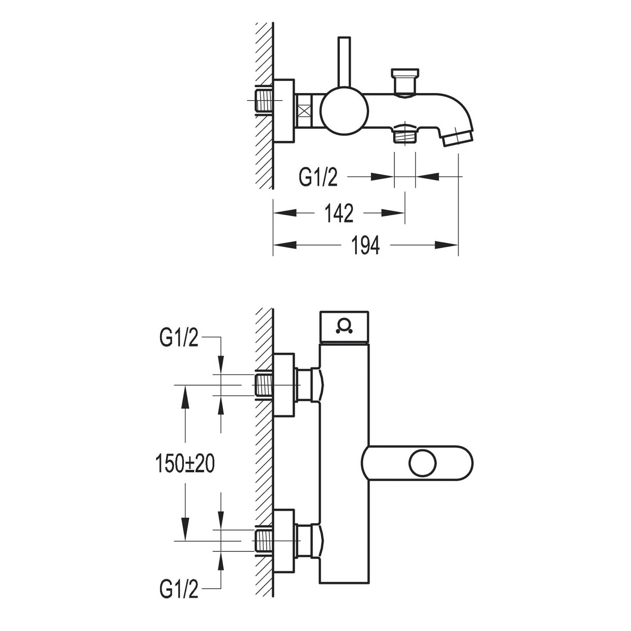 Flova Levo Wall Mounted Bath Shower Mixer Tap