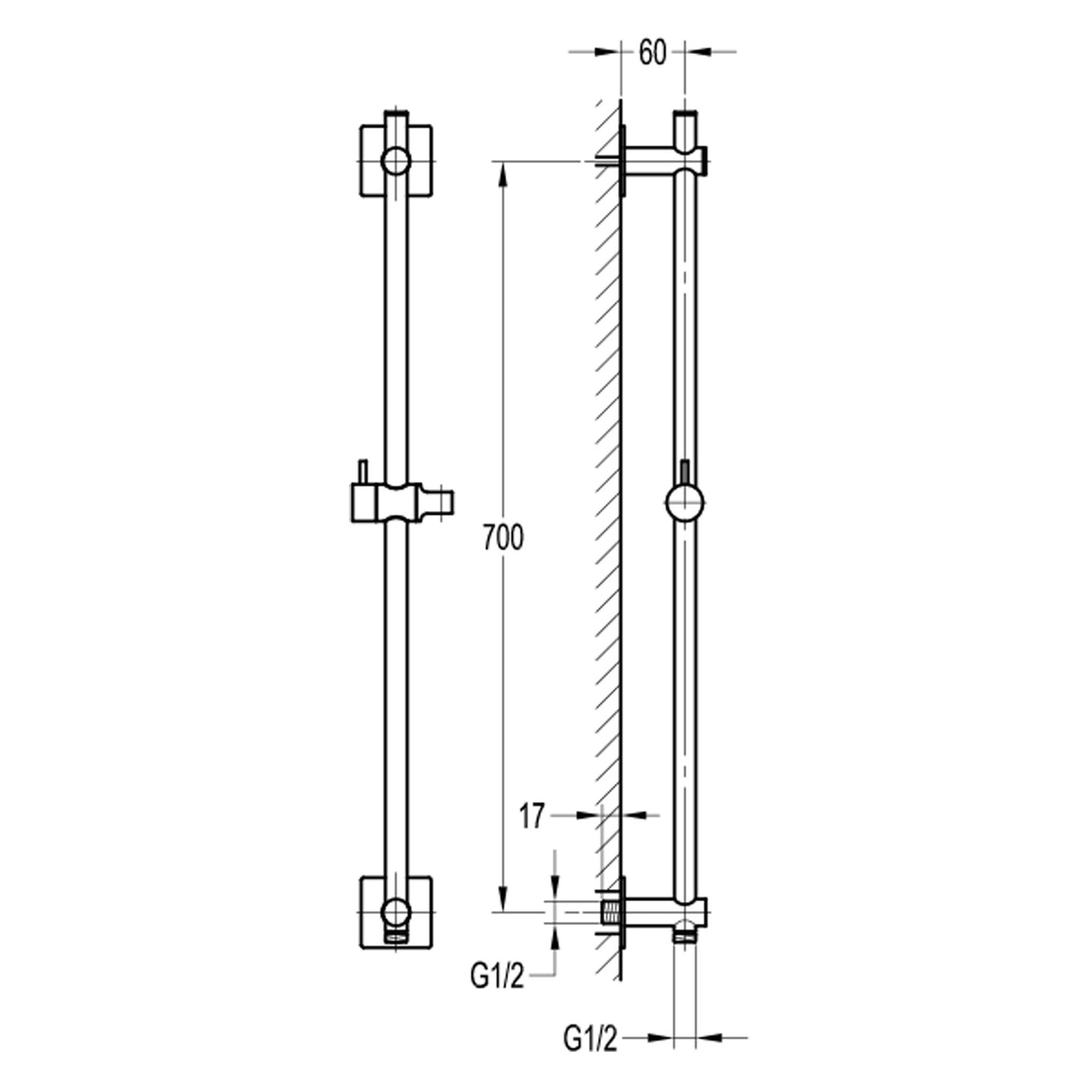 Flova Levo Square Slide Rail & Wall Outlet