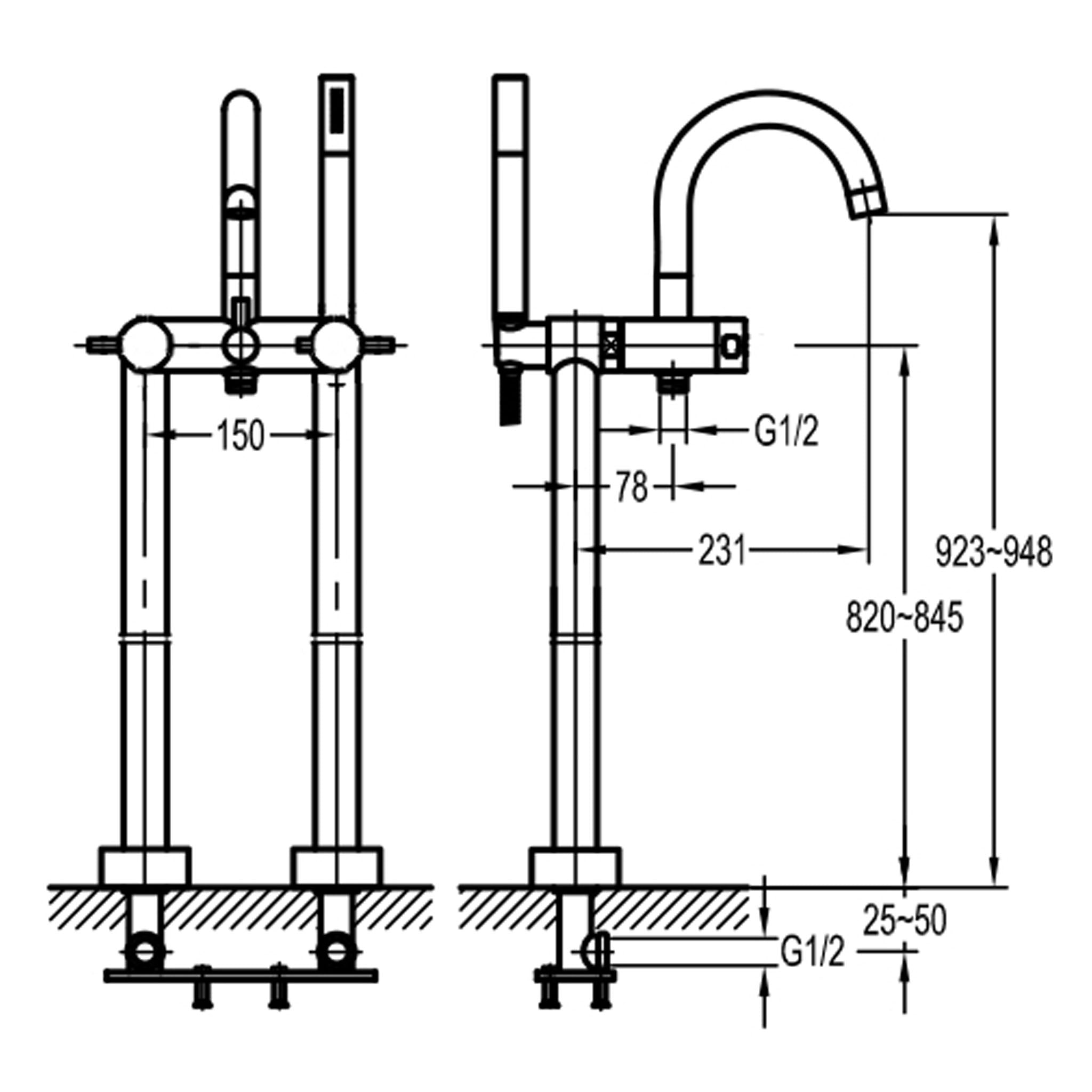 Flova Levo Floor Standing Bath Shower Mixer Tap