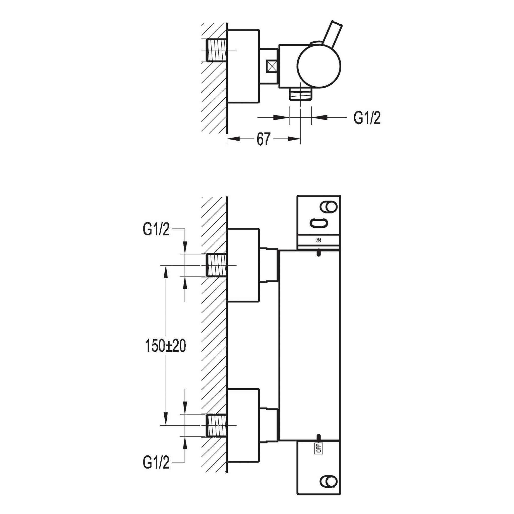 Flova Levo Exposed Thermostatic Shower Valve