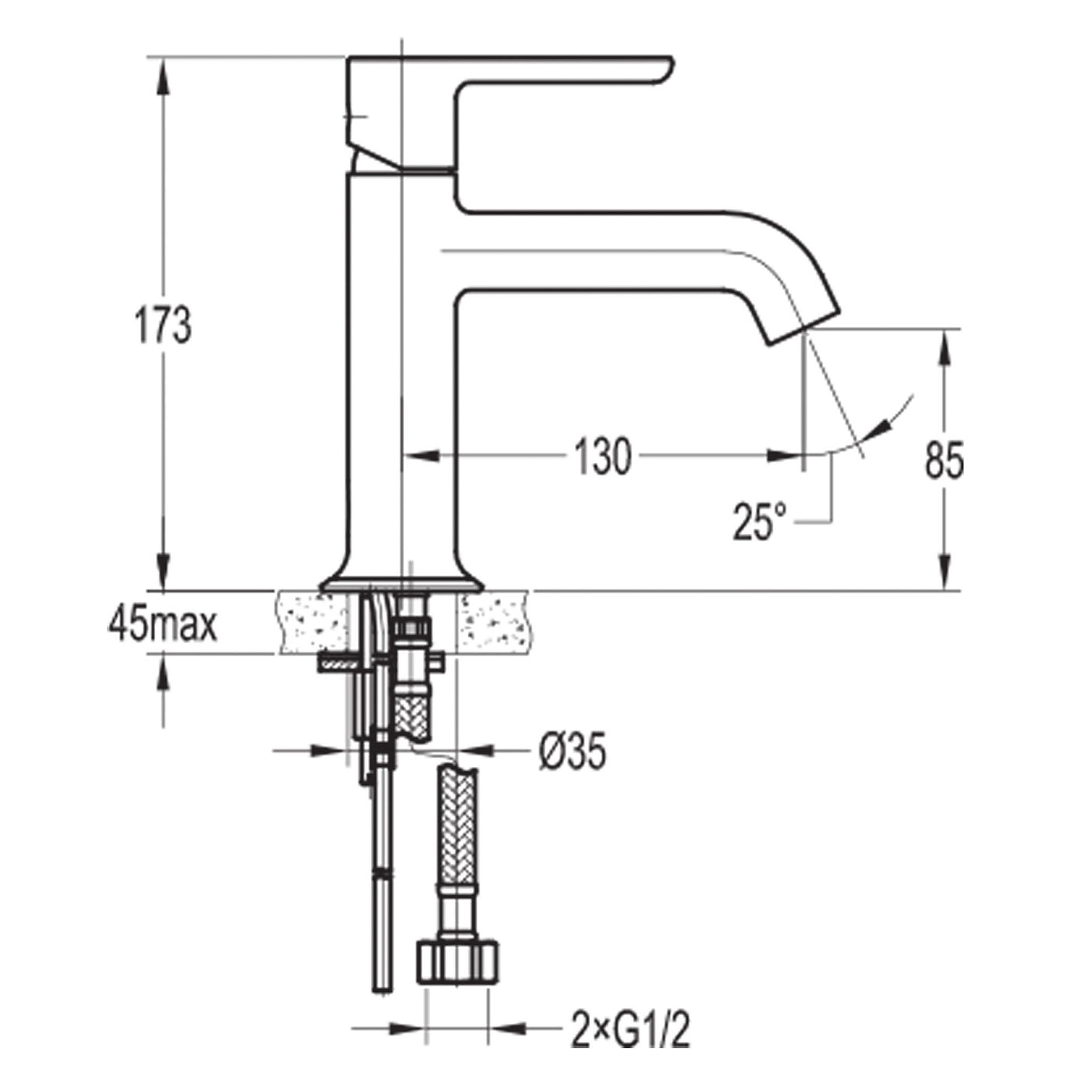 Flova Moonlight 170mm Single Lever Basin Mixer Tap & Waste