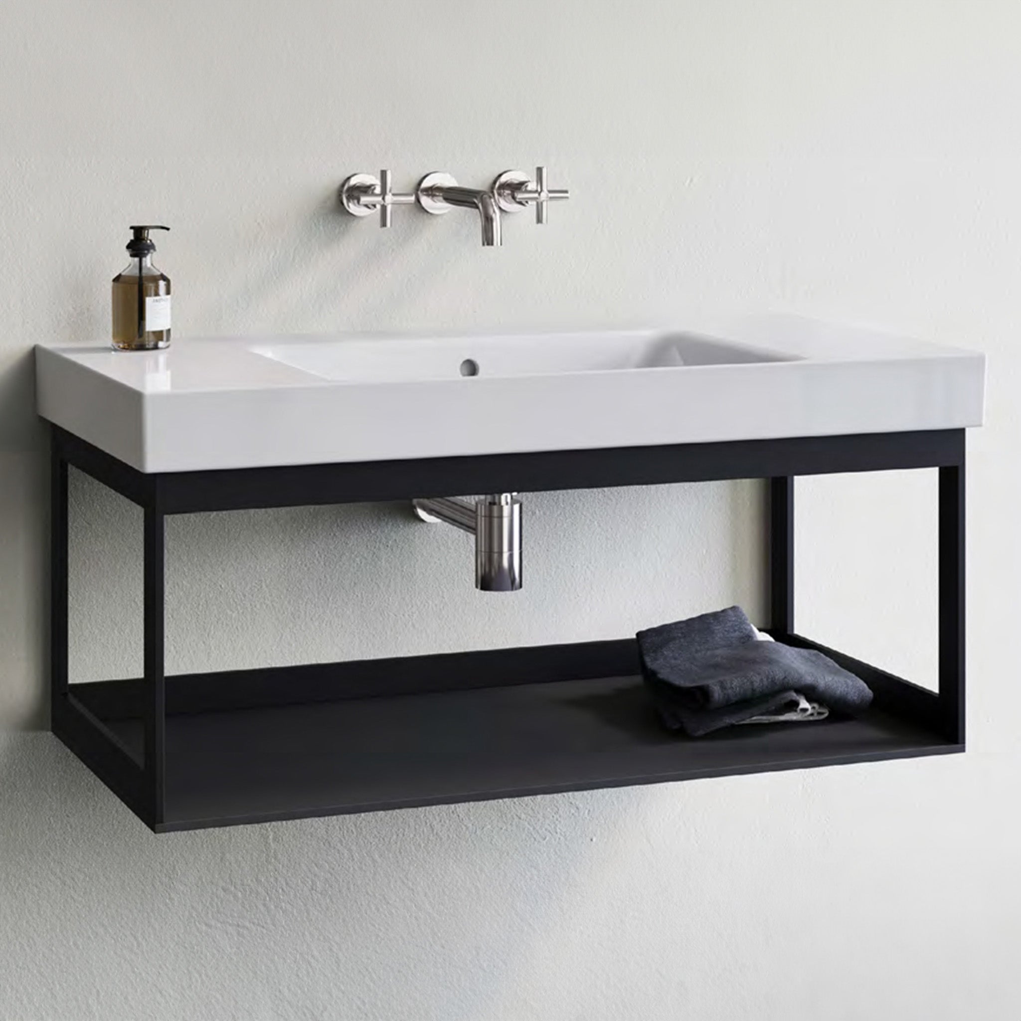 GSI Nubes 100 x 50 Black Metal Frame With Laminate Wood Shelf