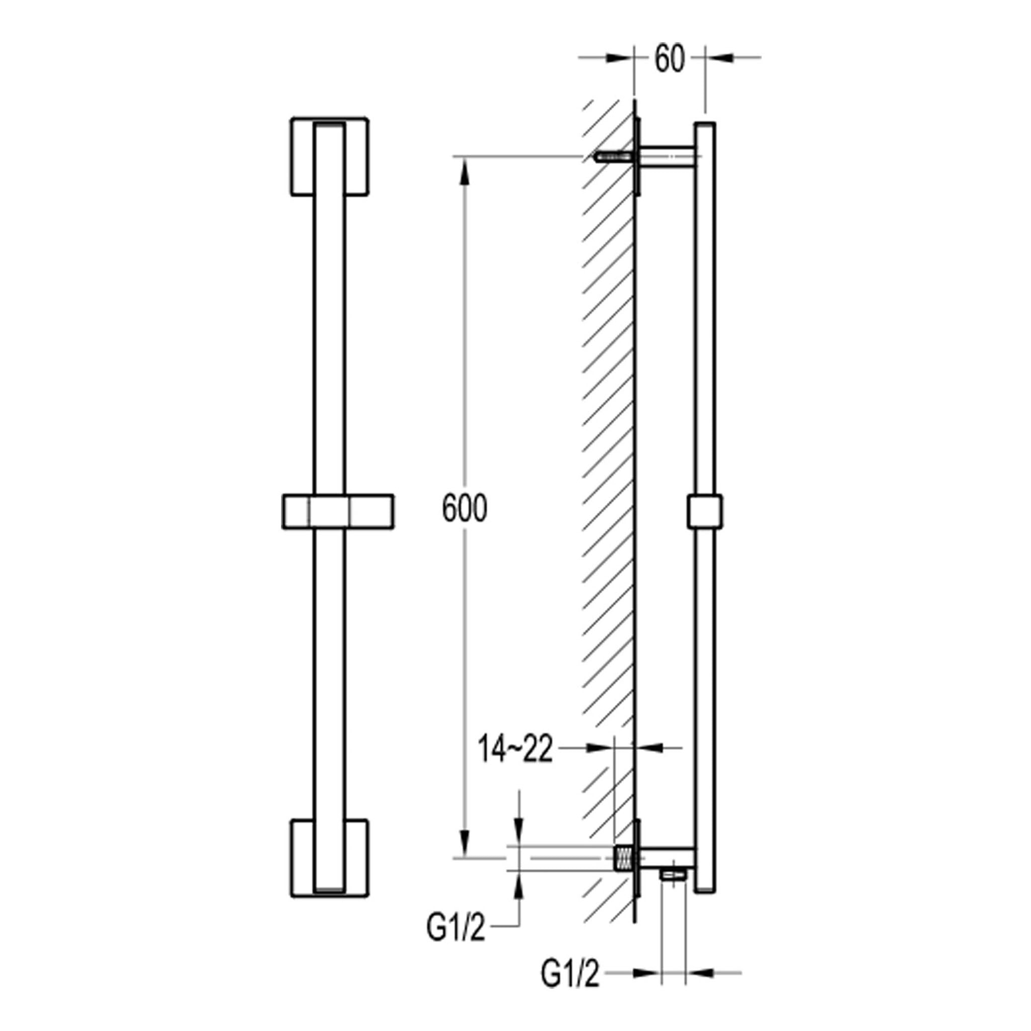 Flova Cascade Square Slide Rail With Integral Wall Outlet